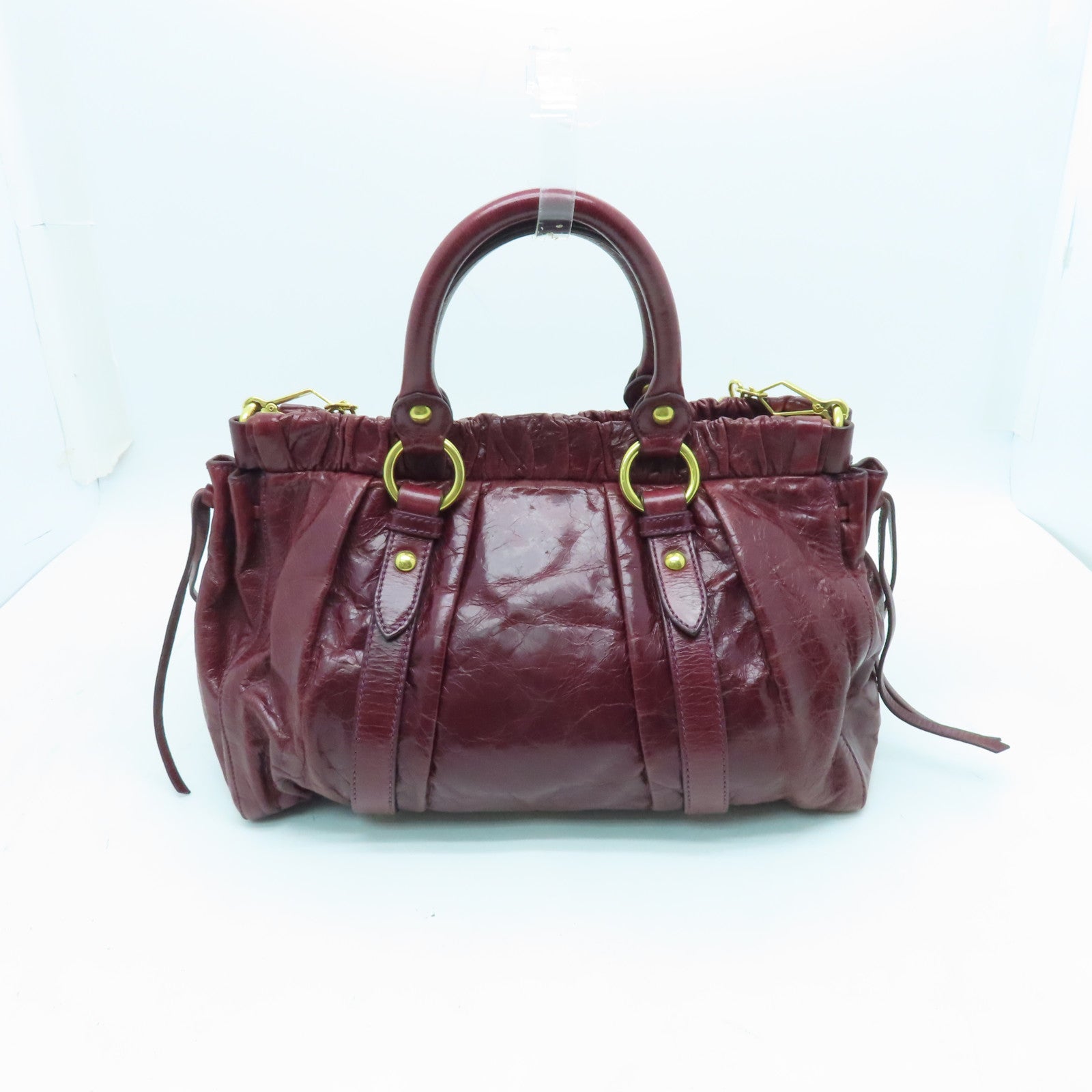 Miu Miu Calfskin Leather 2 Way Shoulder Gold Buckle Shoulder Bag Red