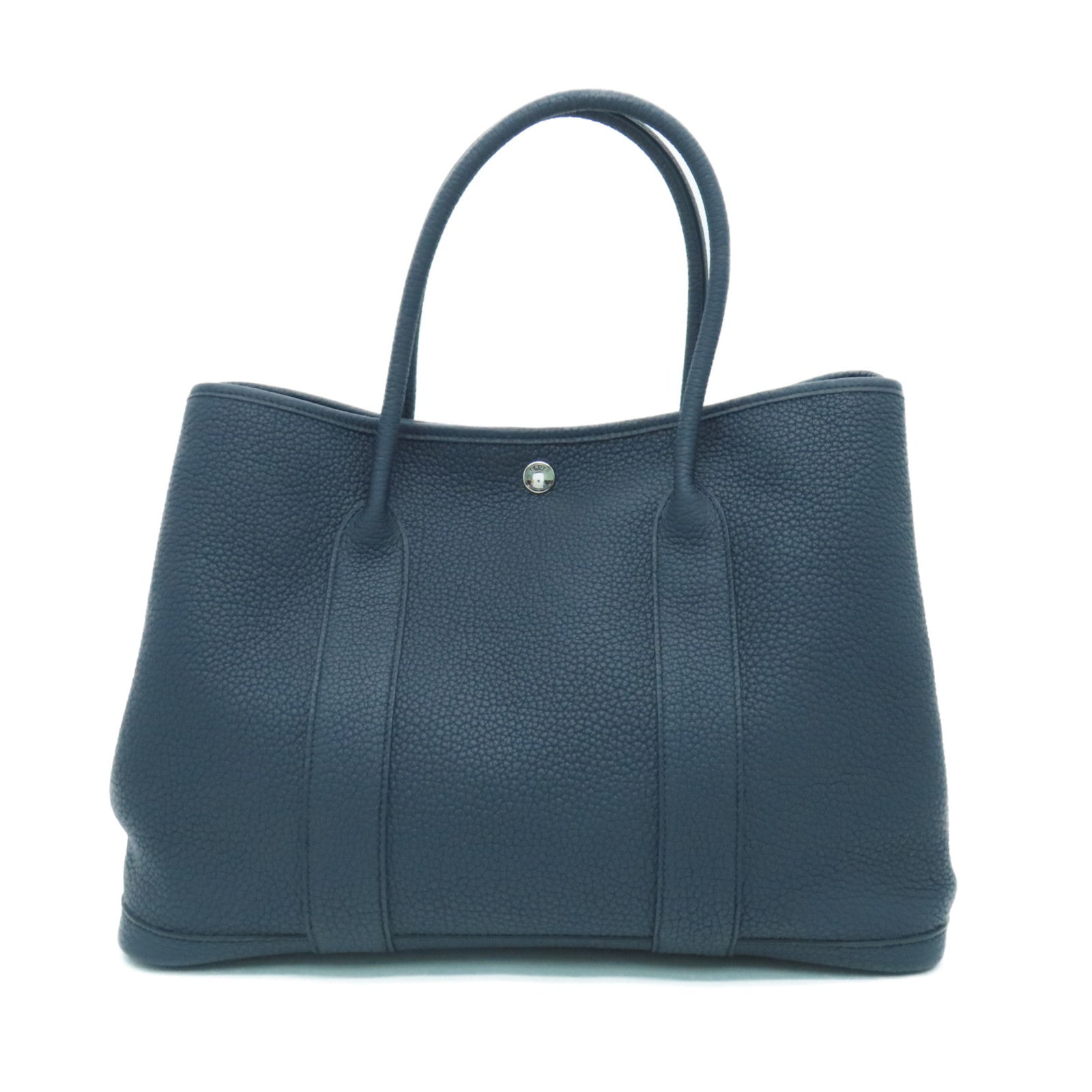 HERMES Negonda皮革Garden Party PM银扣手挽袋午夜蓝