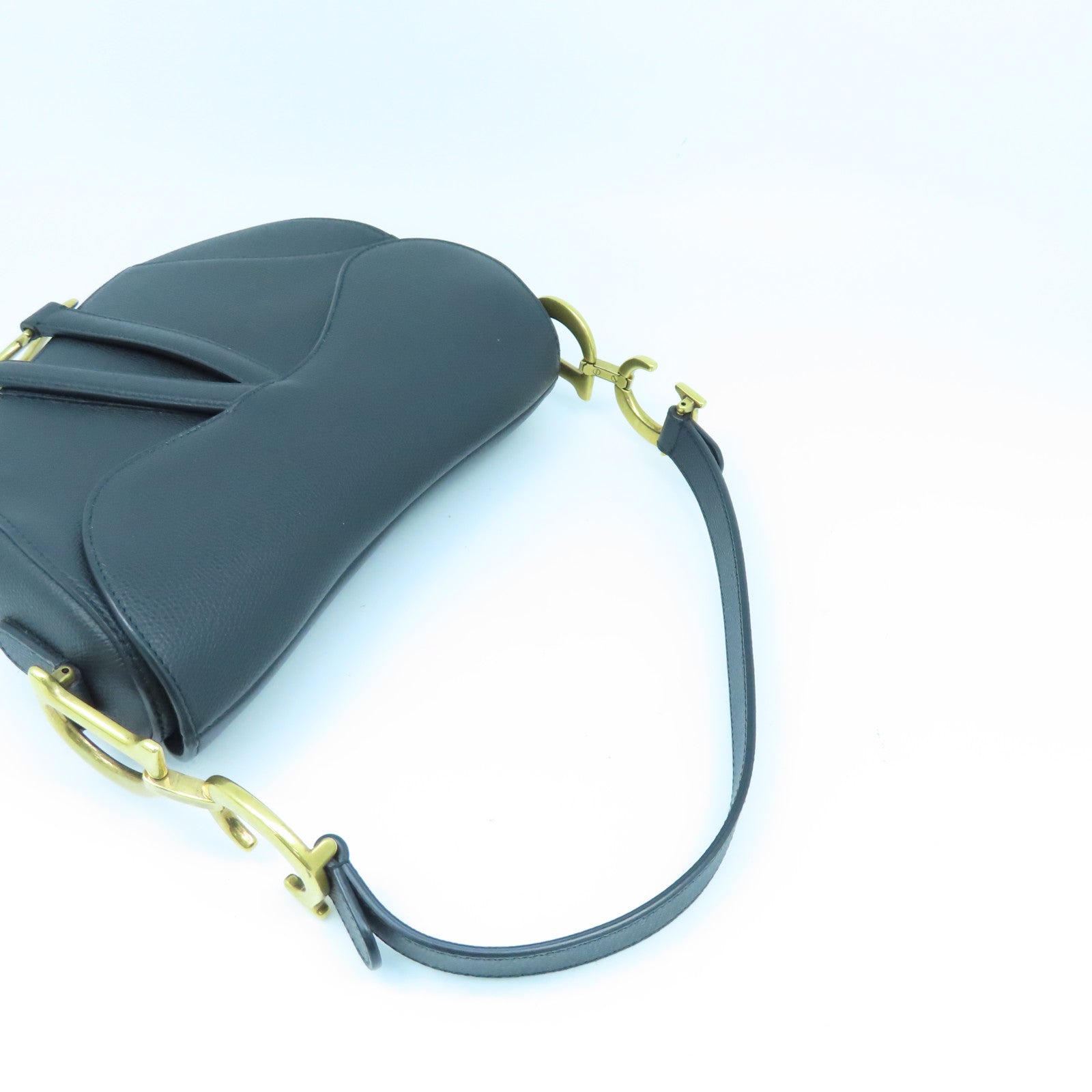 Dior 牛皮皮革Saddle Bag金扣手挽袋黑色