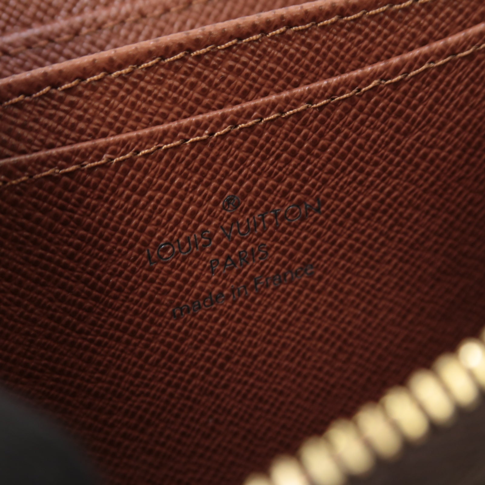 LOUIS VUITTON Monogram Zippy Coin Case金扣零錢包棕色