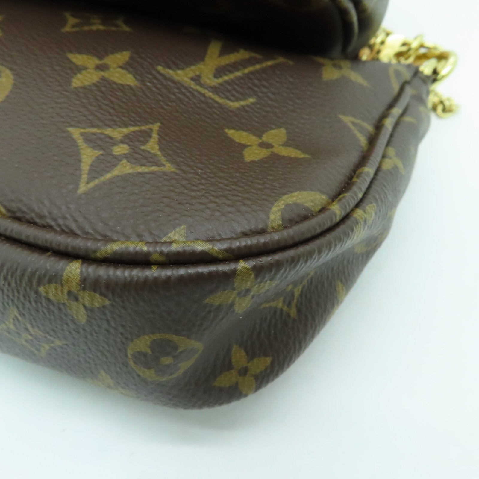 LOUIS VUITTON Monogram Multi Pochette Accessoires金扣肩背袋啡色
