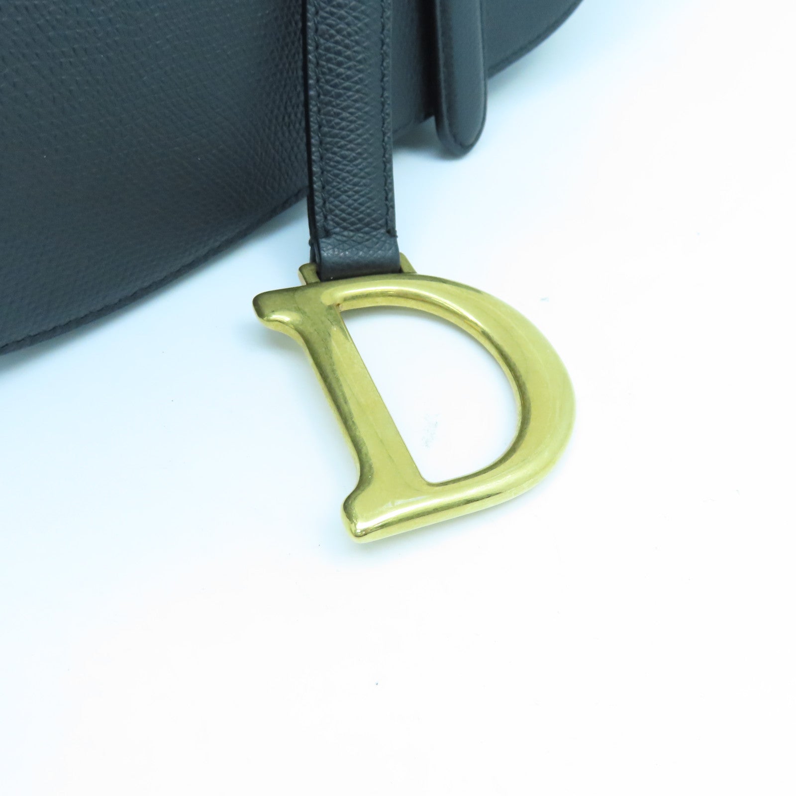 Dior 牛皮皮革Saddle Bag金扣手挽袋黑色