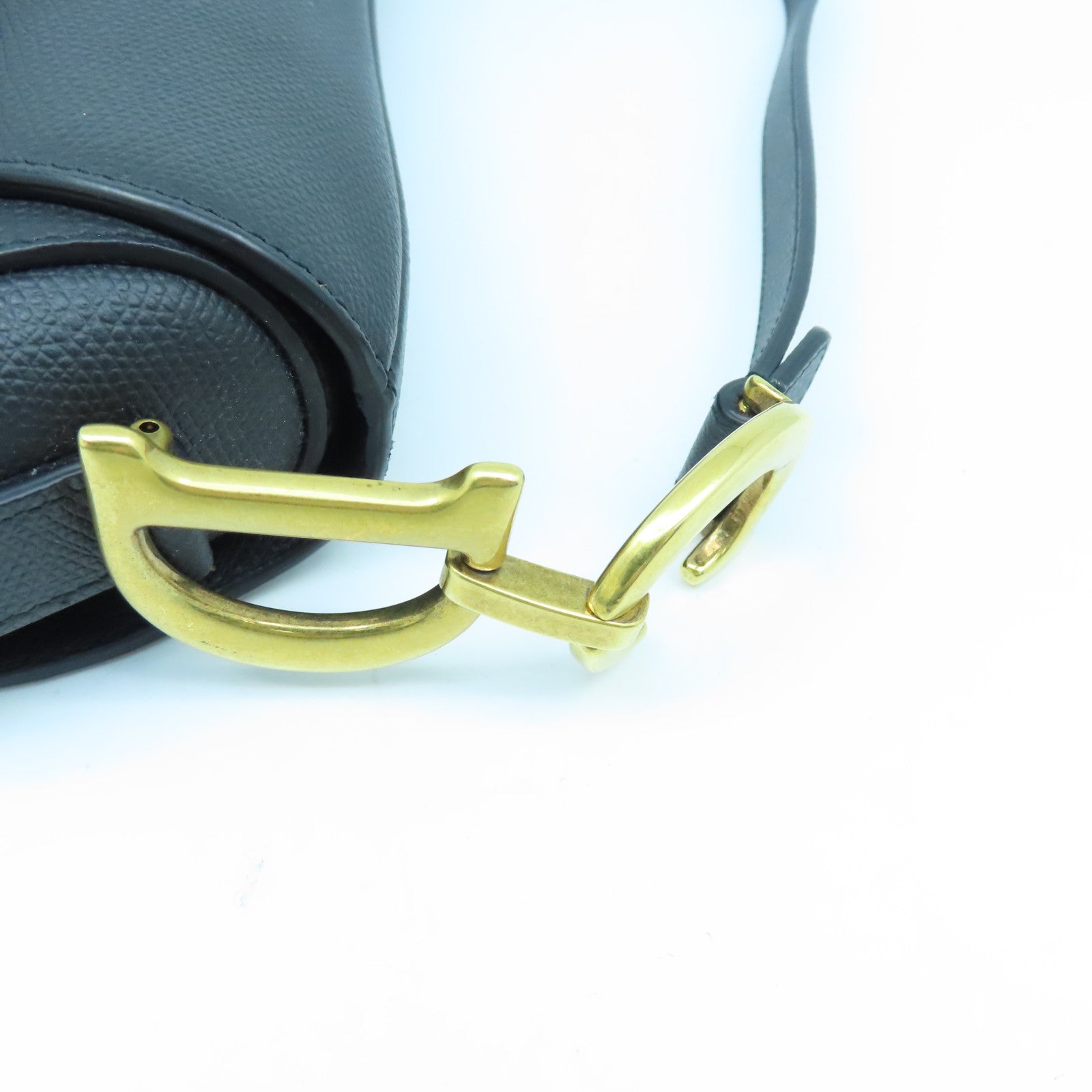 Dior 牛皮皮革Saddle Bag金扣手挽袋黑色
