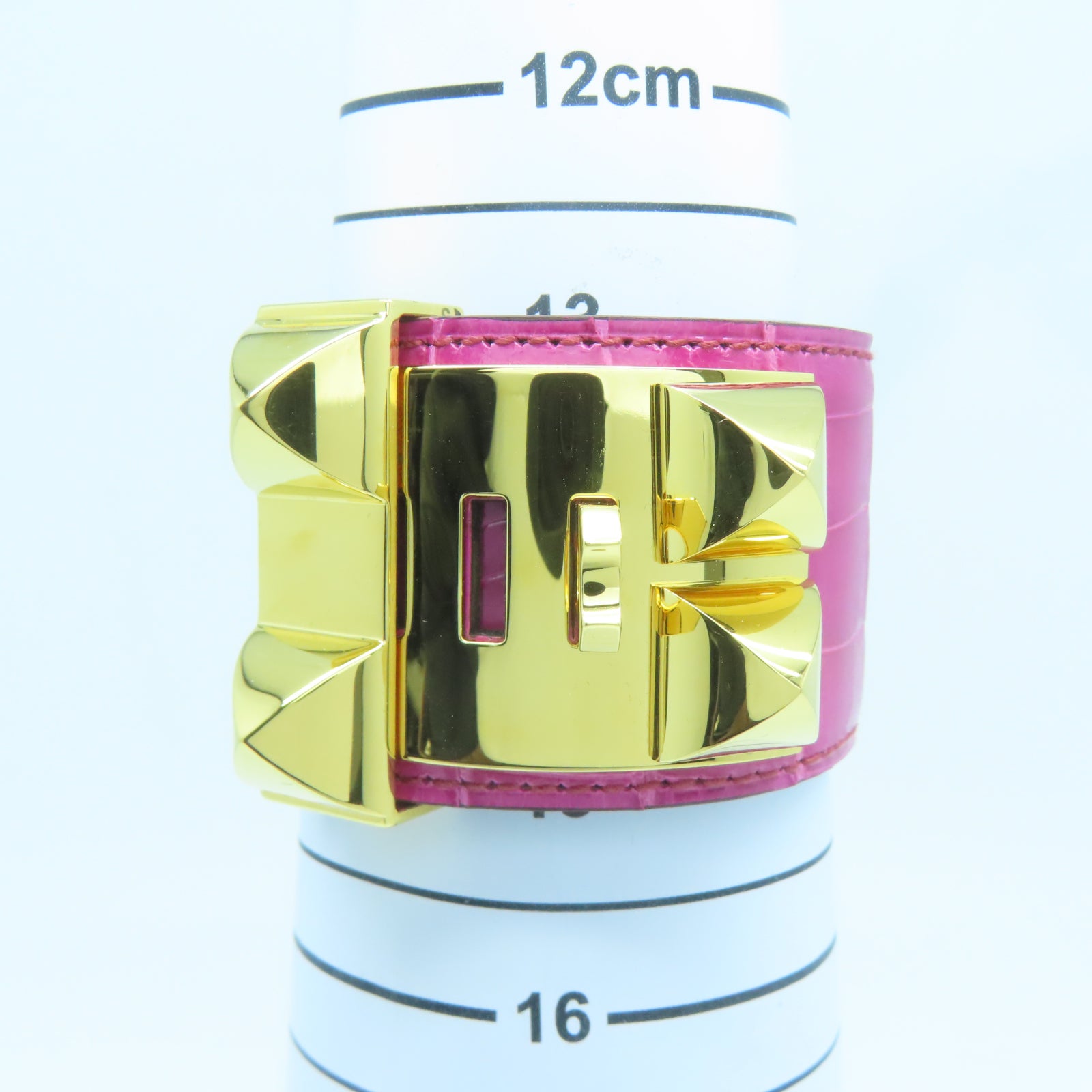 HERMES 鱷魚皮革CDC Bracelet金扣手鐲Rose Scheherazade天方夜譚紫色