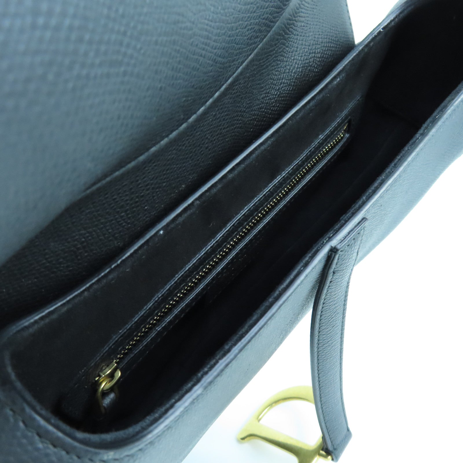 Dior 牛皮皮革Saddle Bag金扣手挽袋黑色