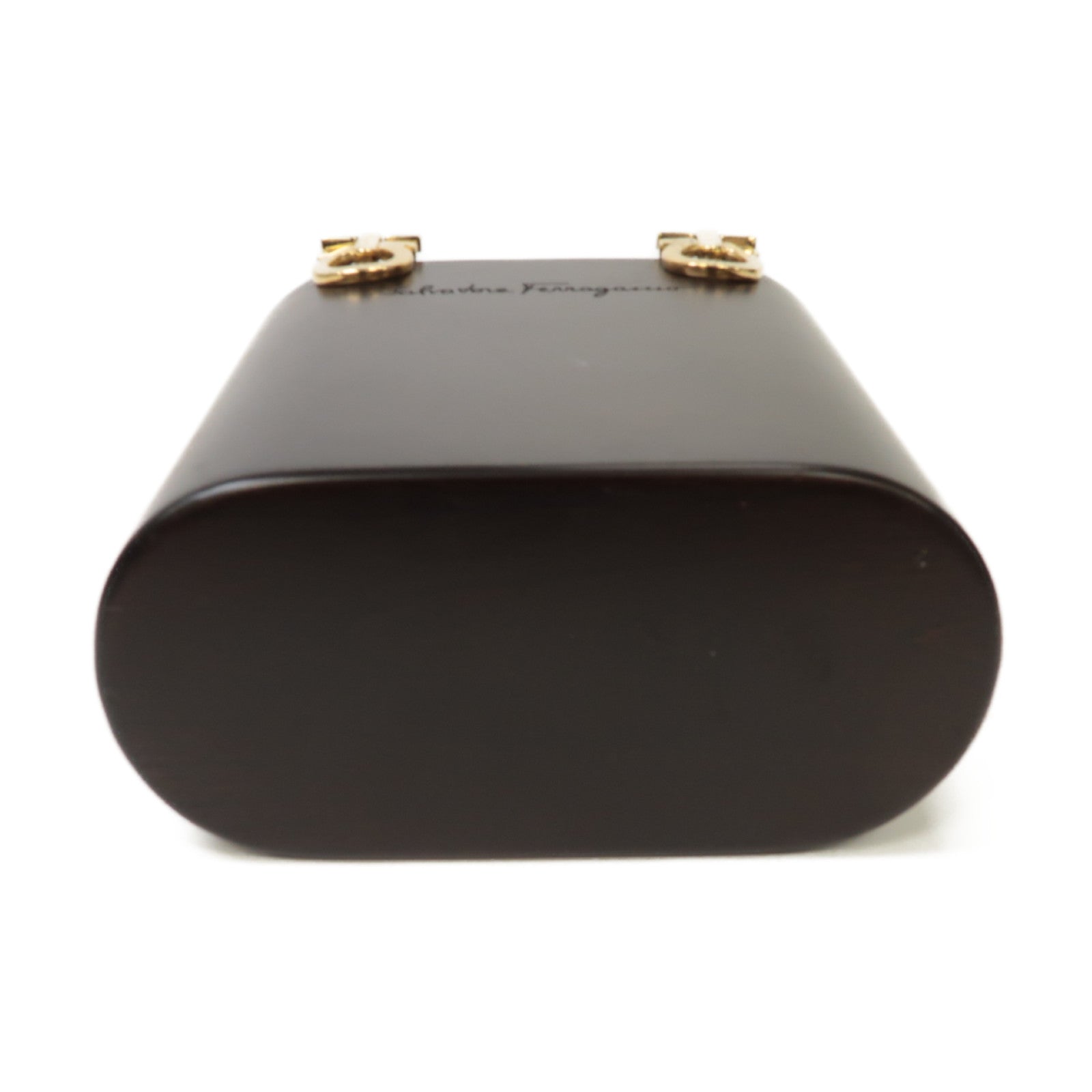 Salvatore Ferragamo 木質Gancini Bucket Bag金扣手挽袋啡色