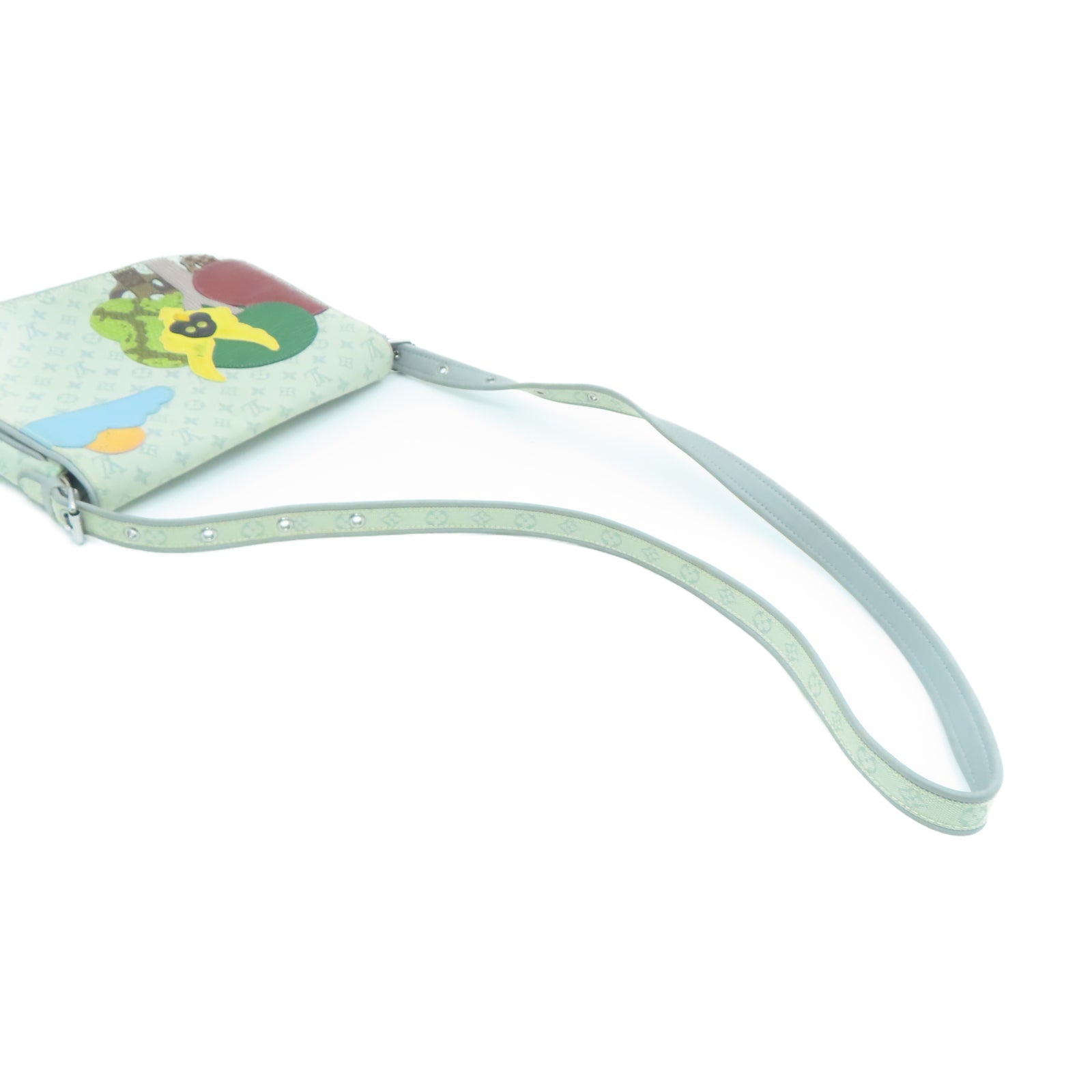 LOUIS VUITTON Monogram Mini lin Musette Conte Du Defil银扣肩背袋灰色