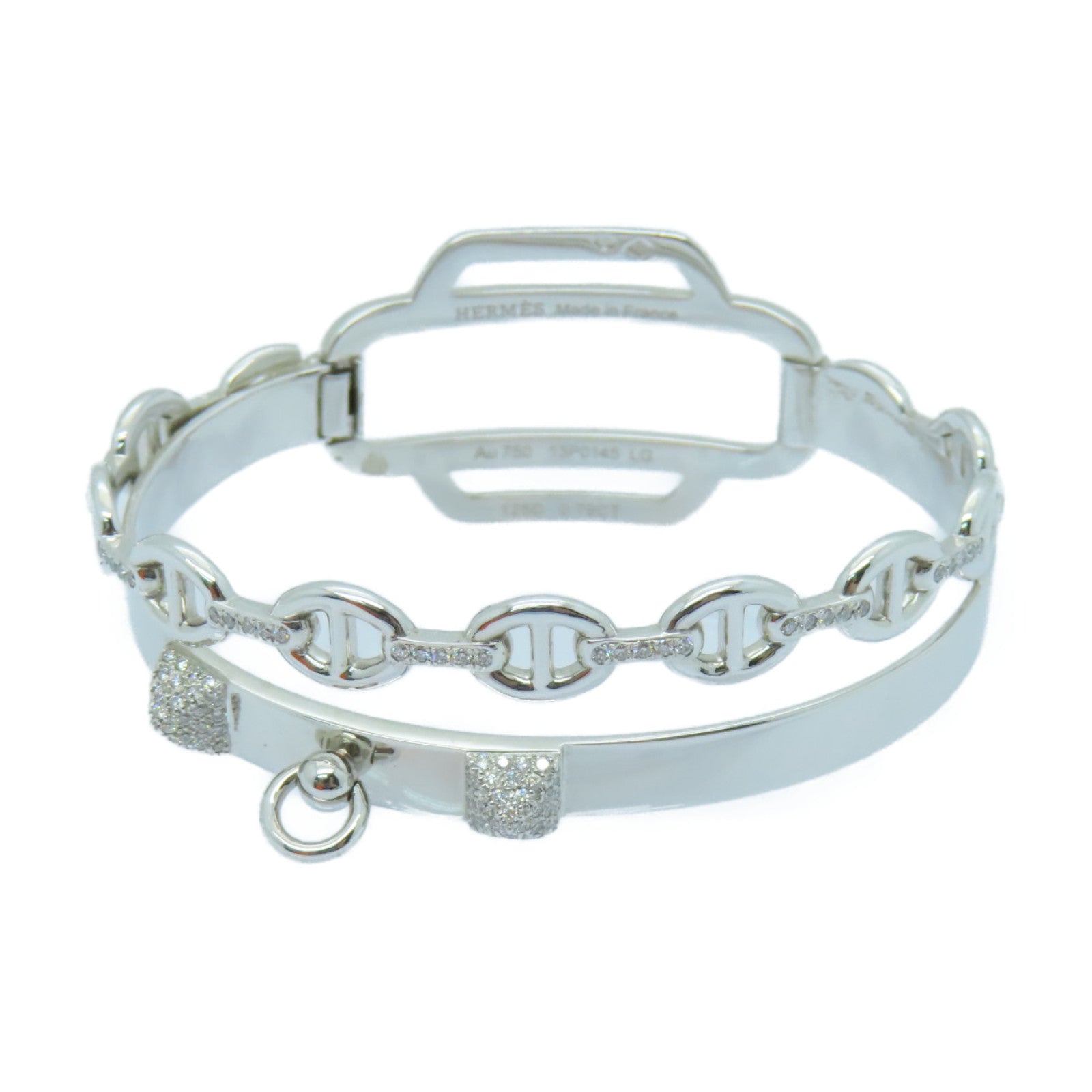 HERMES 【激減優惠】18K白金0.79ct鑽石Double Tour Collier De Chien Bracelet手鐲