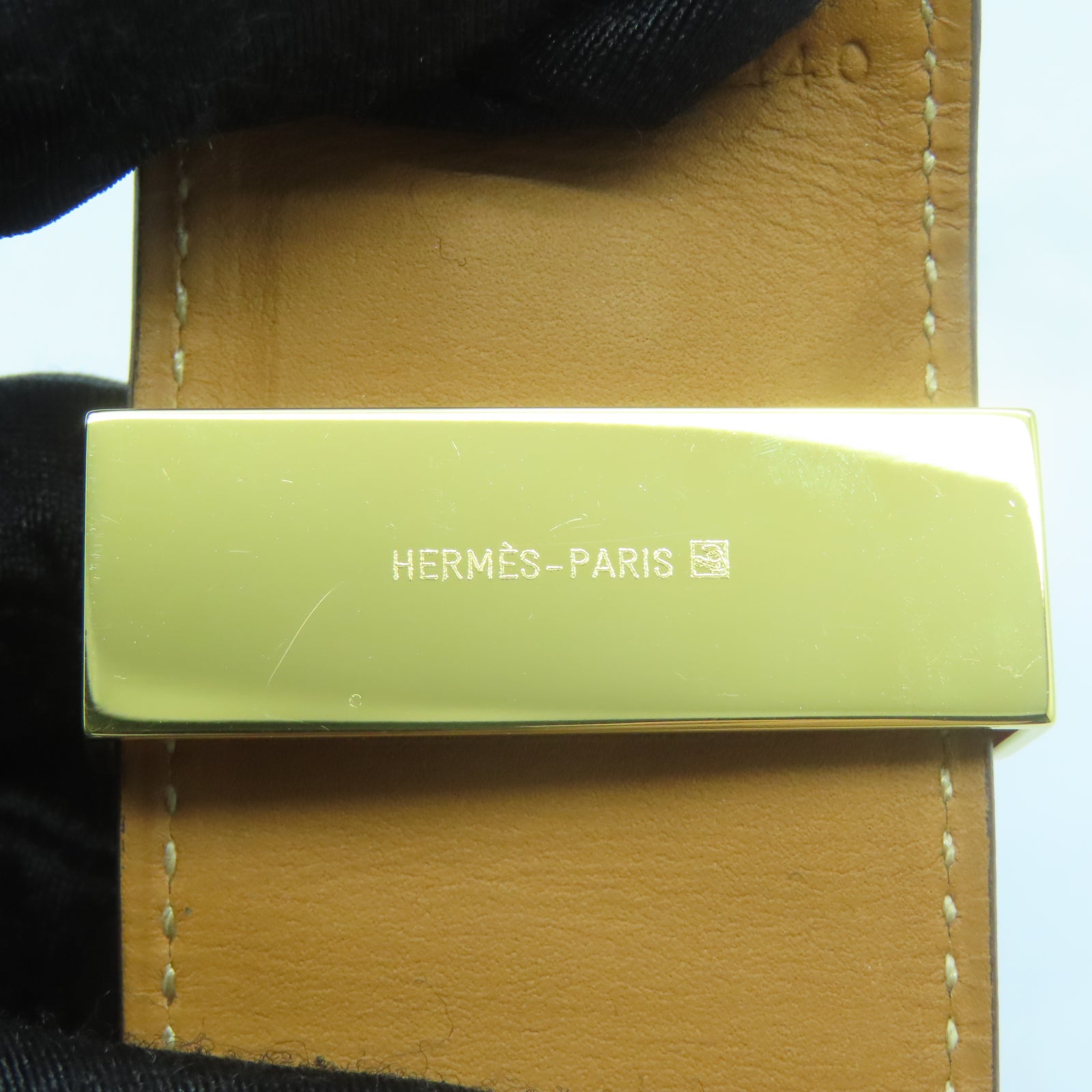 HERMES 鱷魚皮革CDC Bracelet金扣手鐲Rose Scheherazade天方夜譚紫色