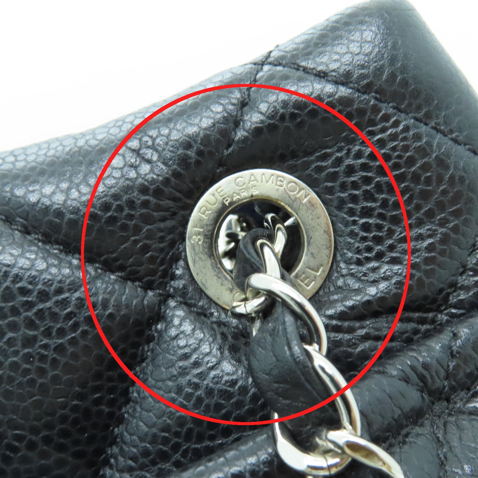 CHANEL rhombic cowhide leather Shoulder Bag silver buckle shoulder bag black
