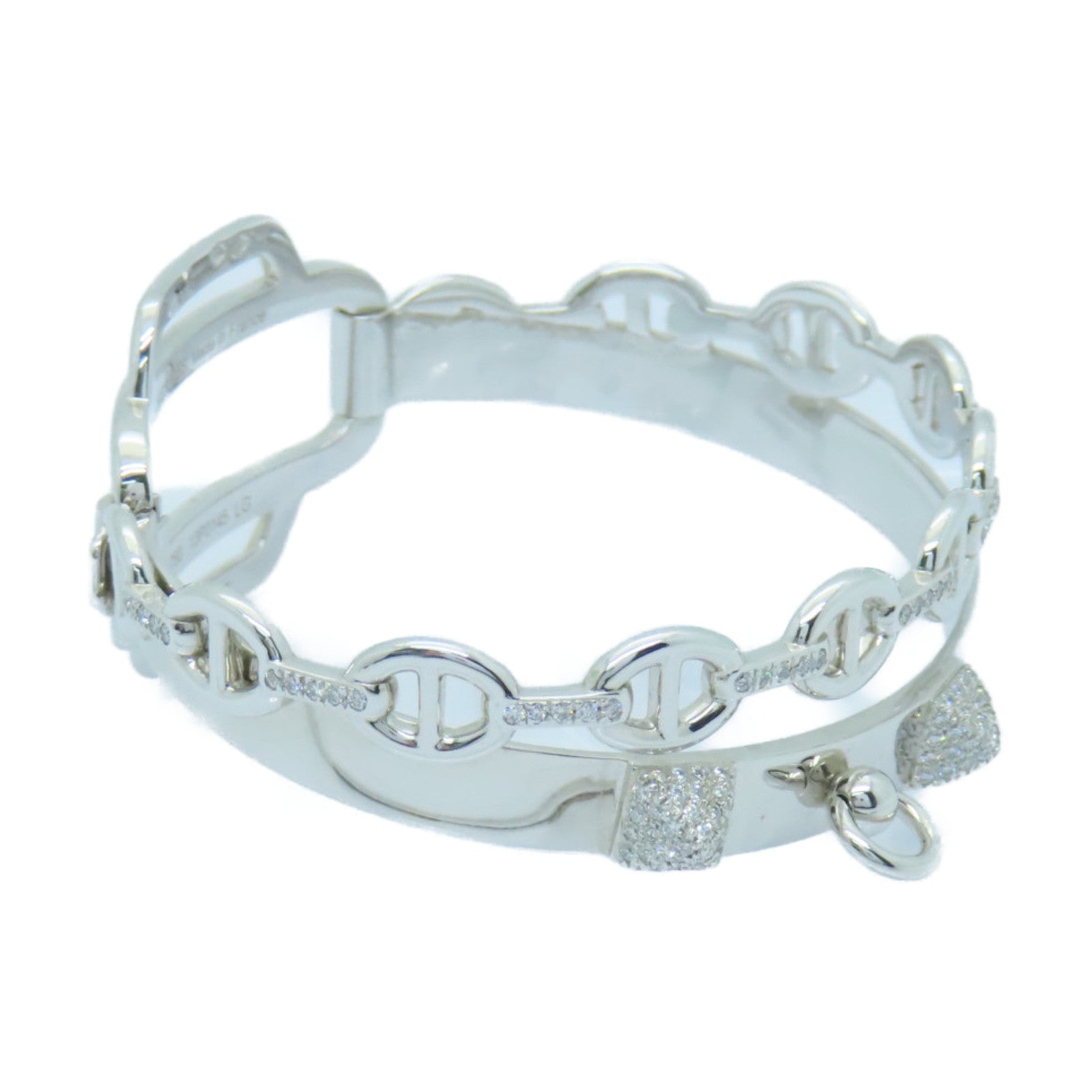 HERMES 【激減優惠】18K白金0.79ct鑽石Double Tour Collier De Chien Bracelet手鐲