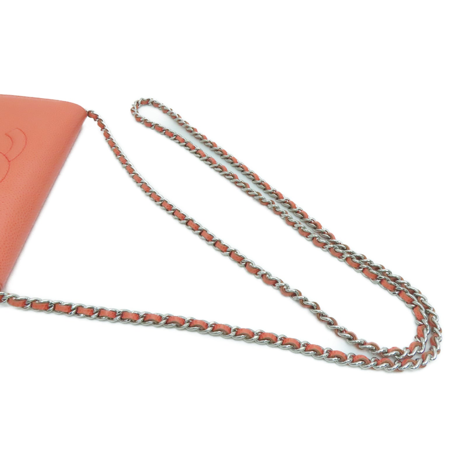 CHANEL [Sharp Discount] Caviar Leather Chain Shoulder Silver Buckle Shoulder Bag Pink