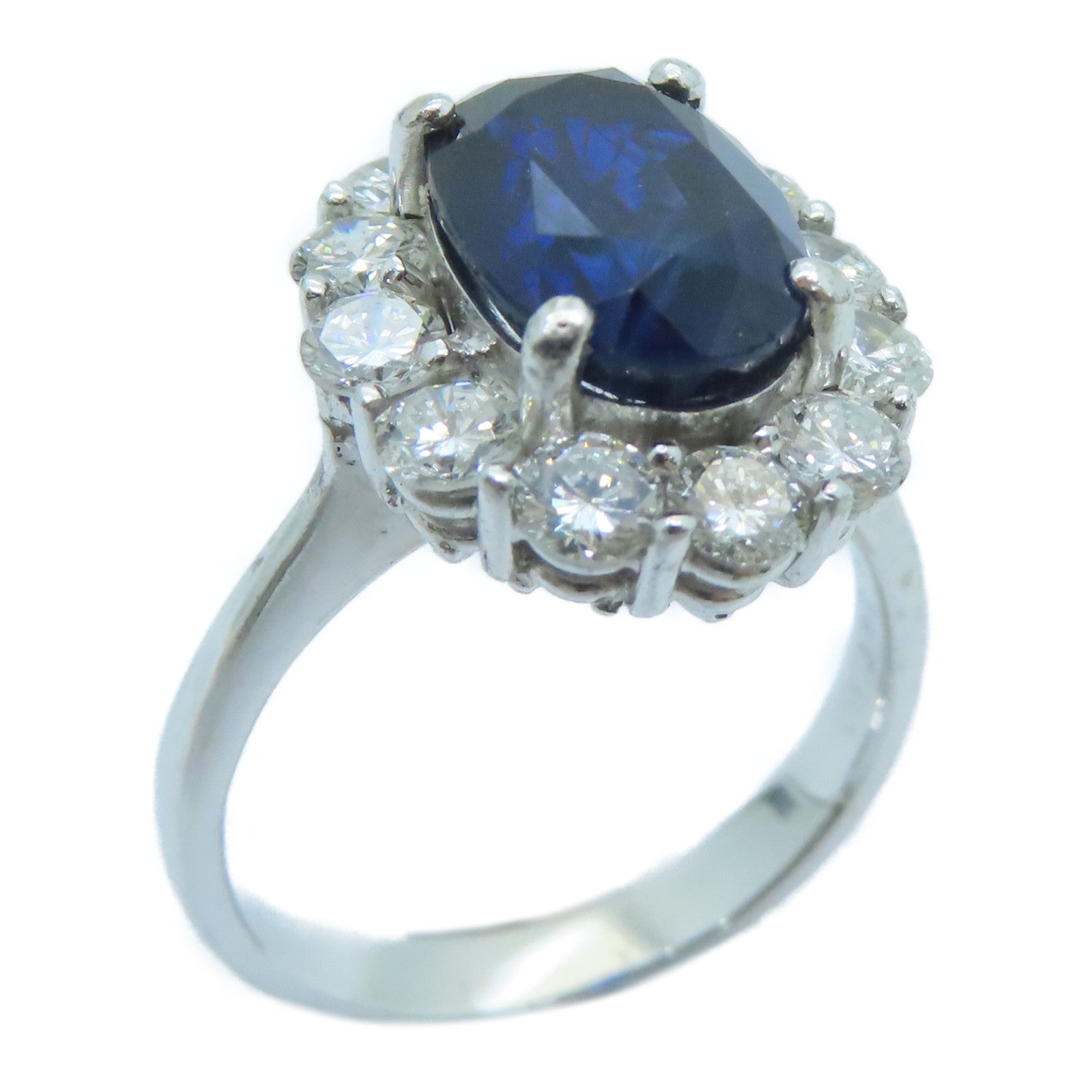 JEWELRY [Sharp Discount] 18K White Gold Sapphire Ring 3.77ct Sapphire/1.20ct Diamond Ring US#6.5