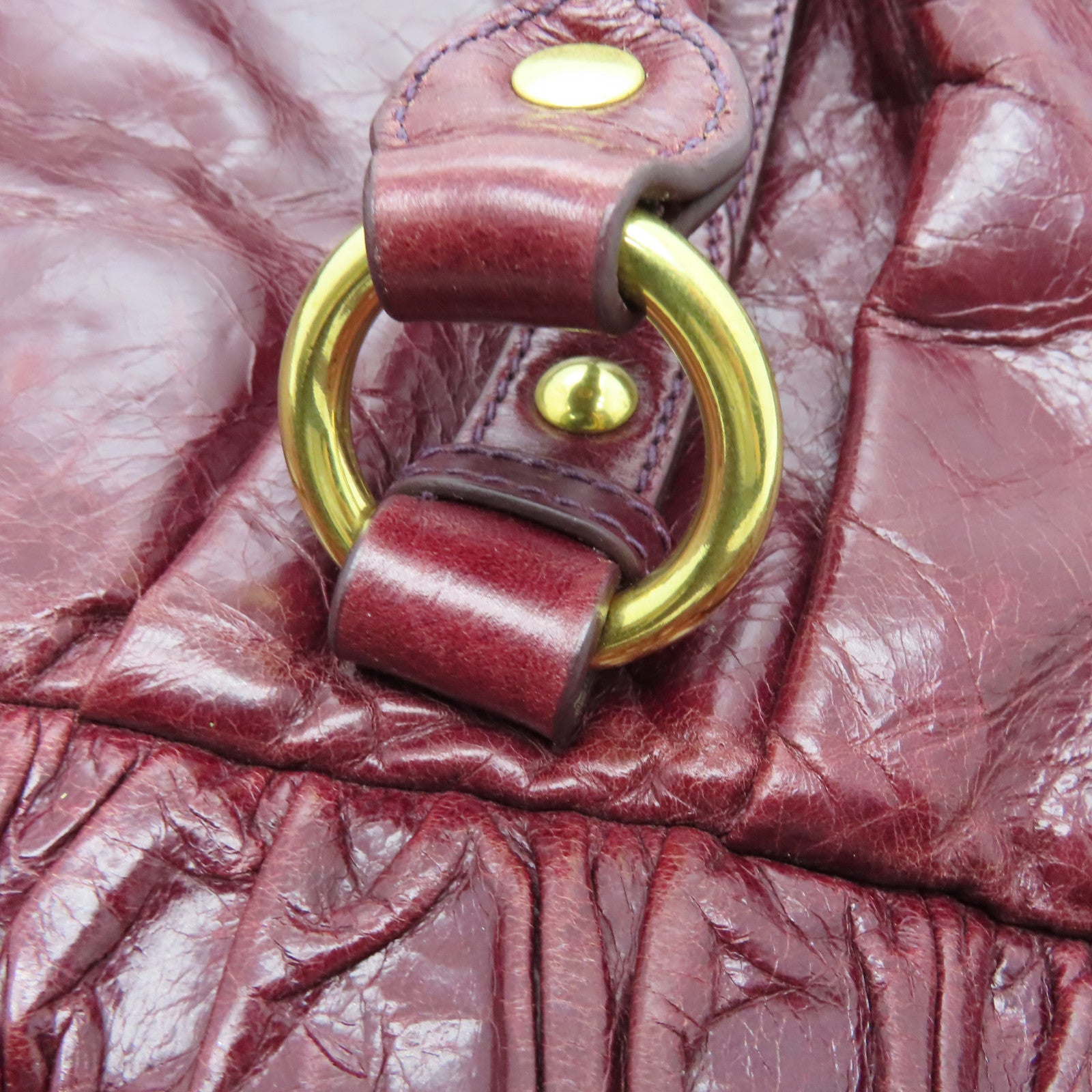 Miu Miu Calfskin Leather 2 Way Shoulder Gold Buckle Shoulder Bag Red