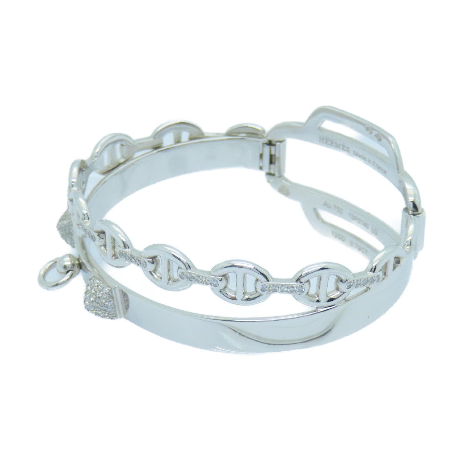 HERMES 【激減優惠】18K白金0.79ct鑽石Double Tour Collier De Chien Bracelet手鐲
