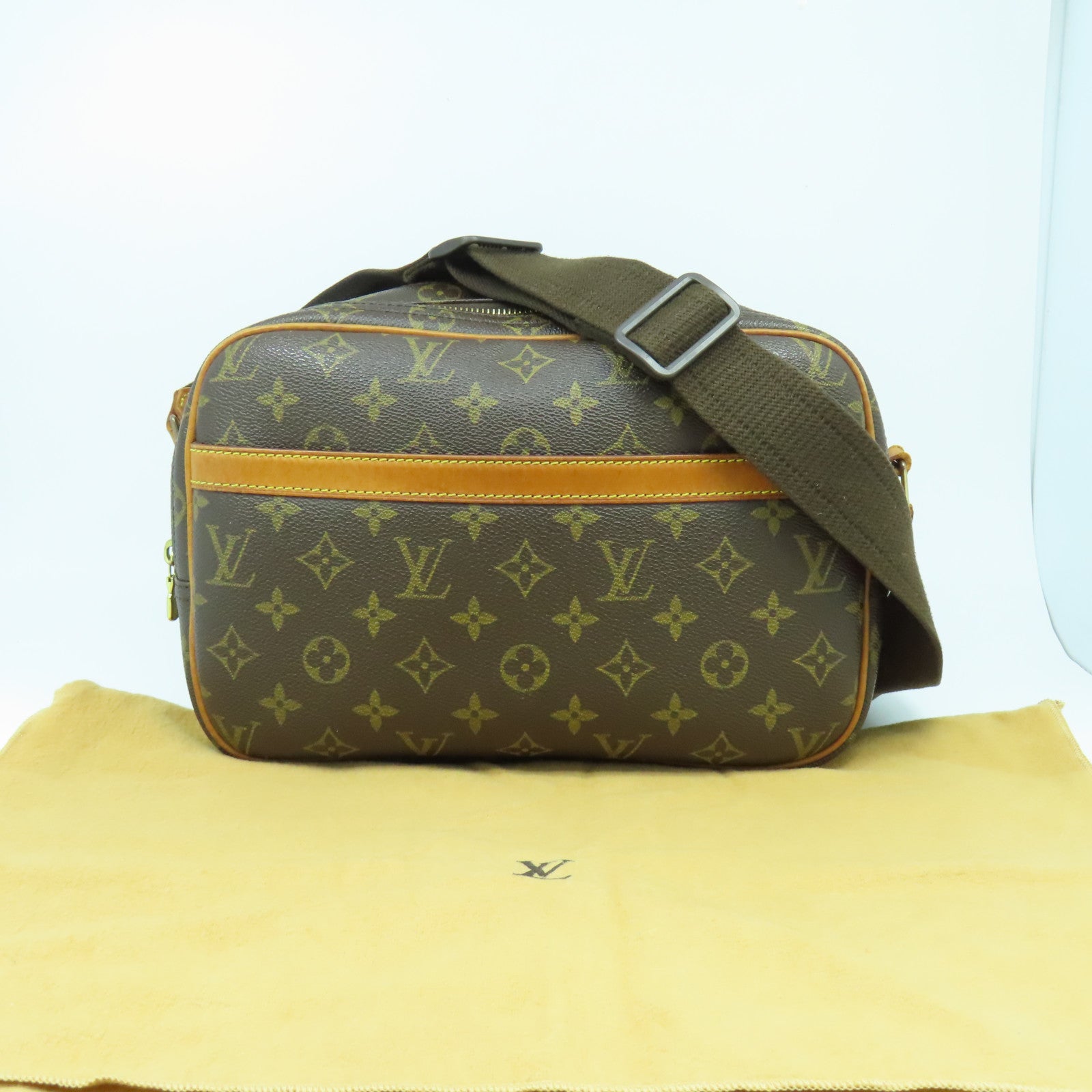 LOUIS VUITTON 【激減優惠】Monogram Reporter PM金扣肩背袋啡色