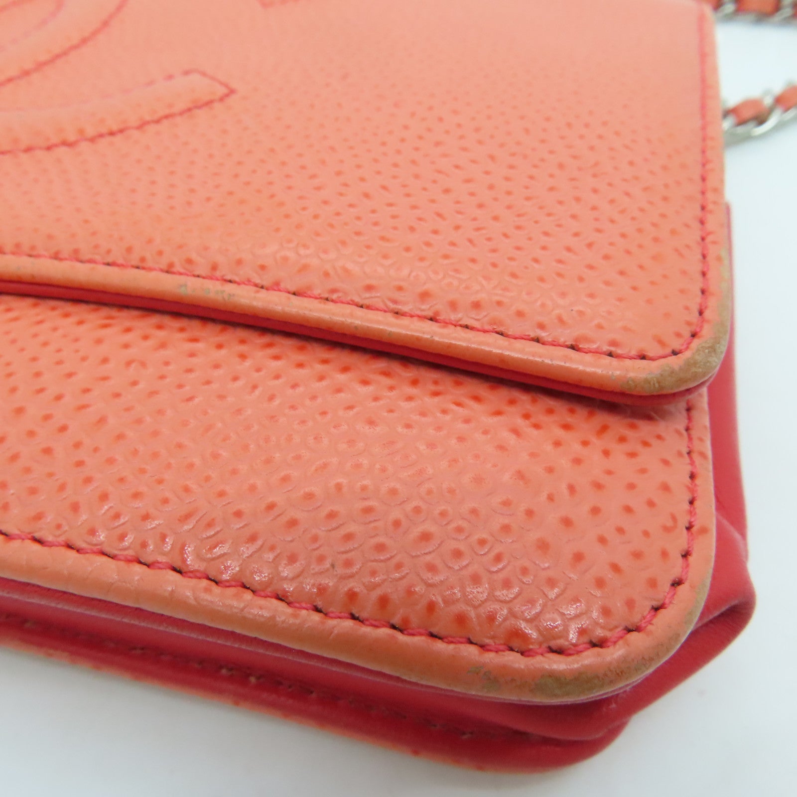 CHANEL [Sharp Discount] Caviar Leather Chain Shoulder Silver Buckle Shoulder Bag Pink