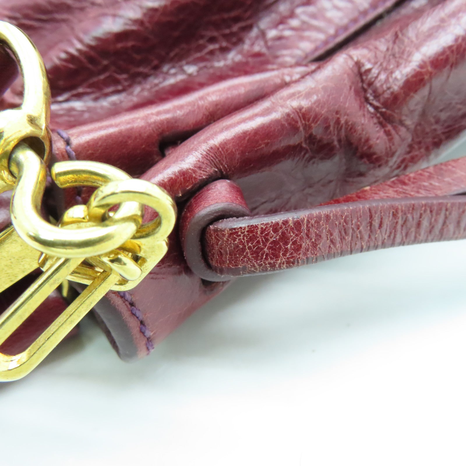 Miu Miu Calfskin Leather 2 Way Shoulder Gold Buckle Shoulder Bag Red