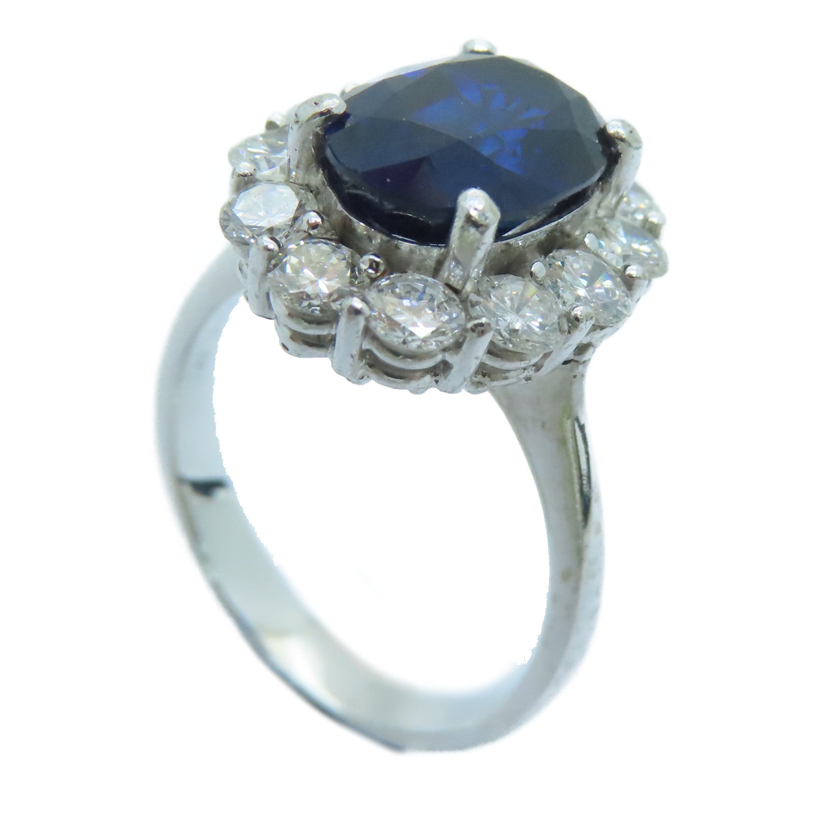 JEWELRY [Sharp Discount] 18K White Gold Sapphire Ring 3.77ct Sapphire/1.20ct Diamond Ring US#6.5