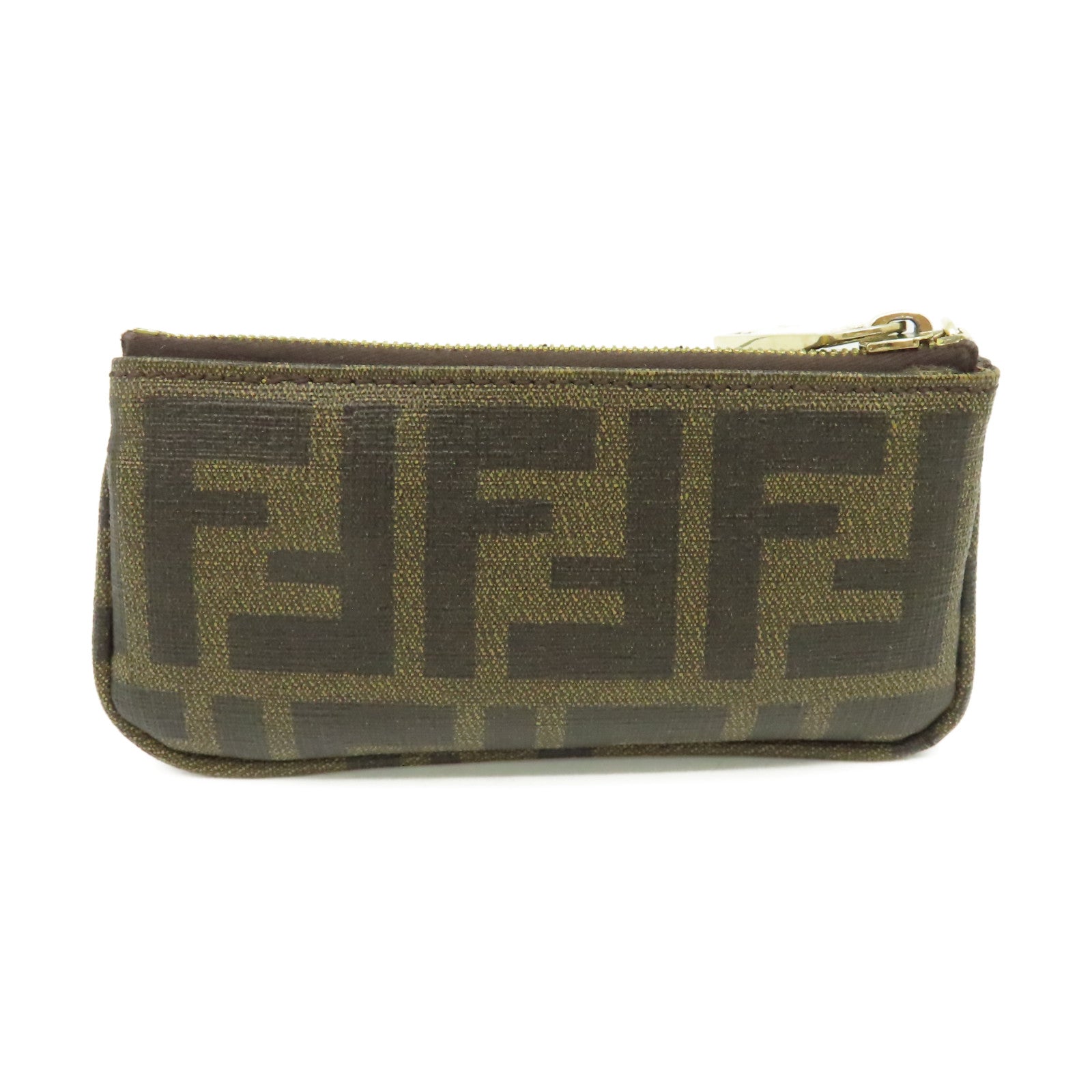 FENDI 塗層帆布Coin Case/Key Case金扣卡片套/鎖匙套啡色