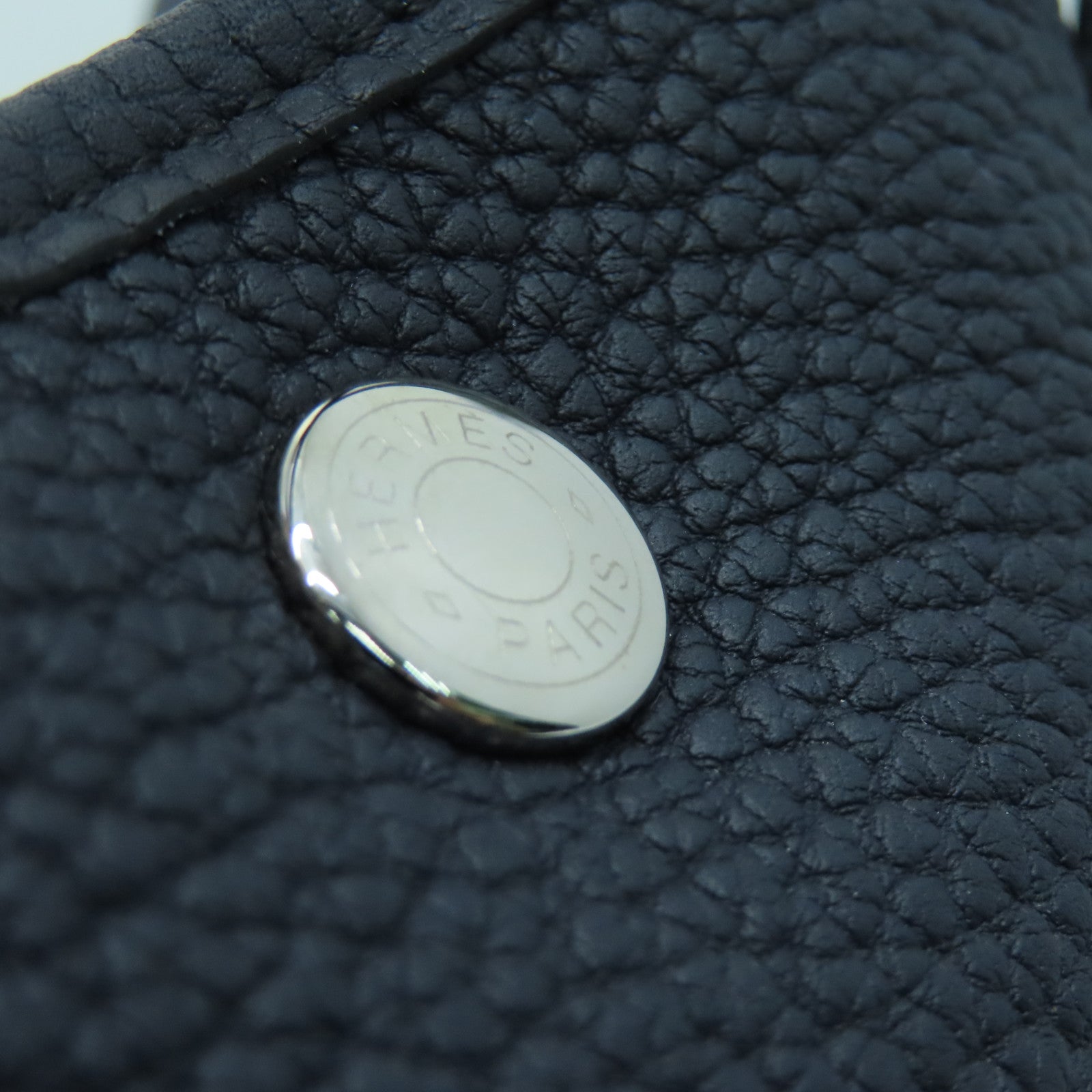 HERMES Negonda皮革Garden Party PM银扣手挽袋午夜蓝
