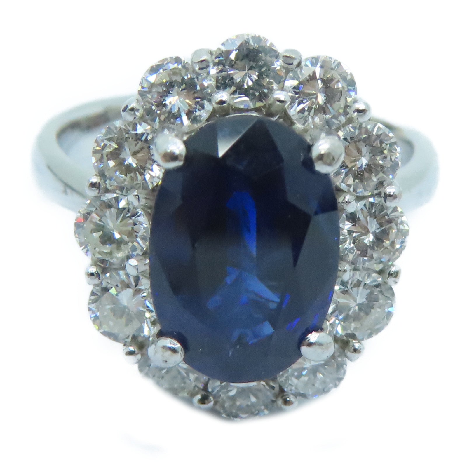 JEWELRY [Sharp Discount] 18K White Gold Sapphire Ring 3.77ct Sapphire/1.20ct Diamond Ring US#6.5