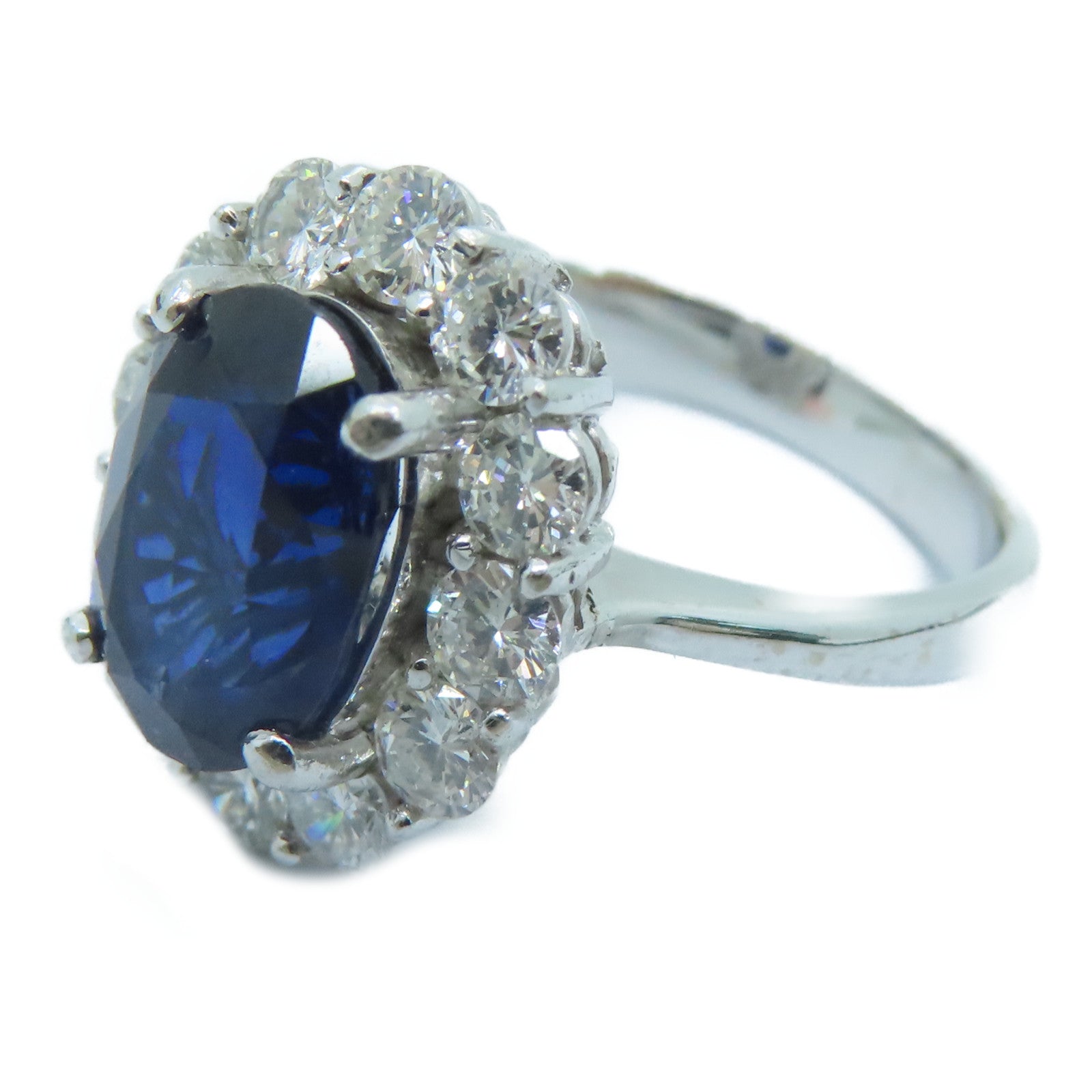 JEWELRY [Sharp Discount] 18K White Gold Sapphire Ring 3.77ct Sapphire/1.20ct Diamond Ring US#6.5