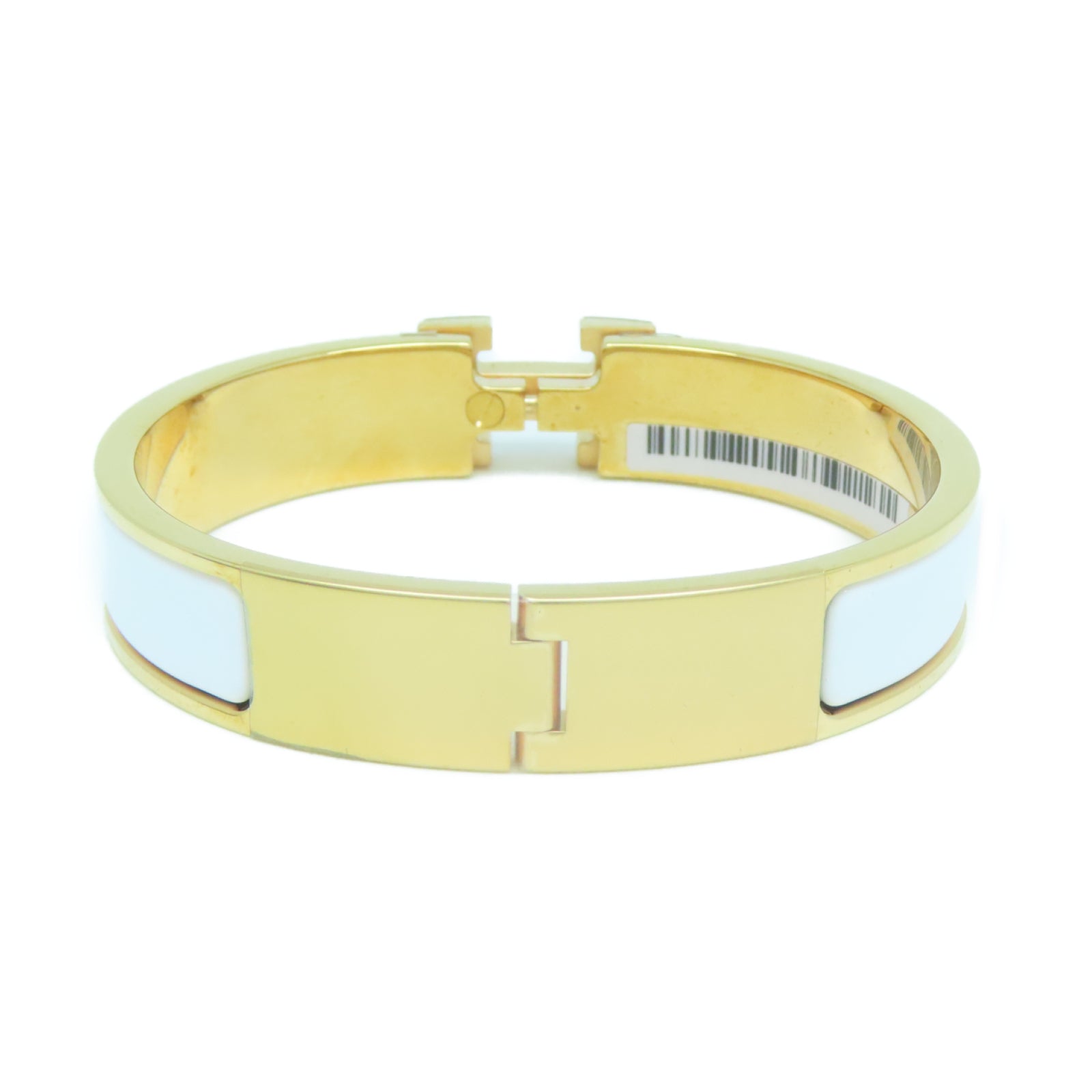 HERMES 琺瑯/金屬Clic-Clac H Bracelet金扣手鐲New White白色