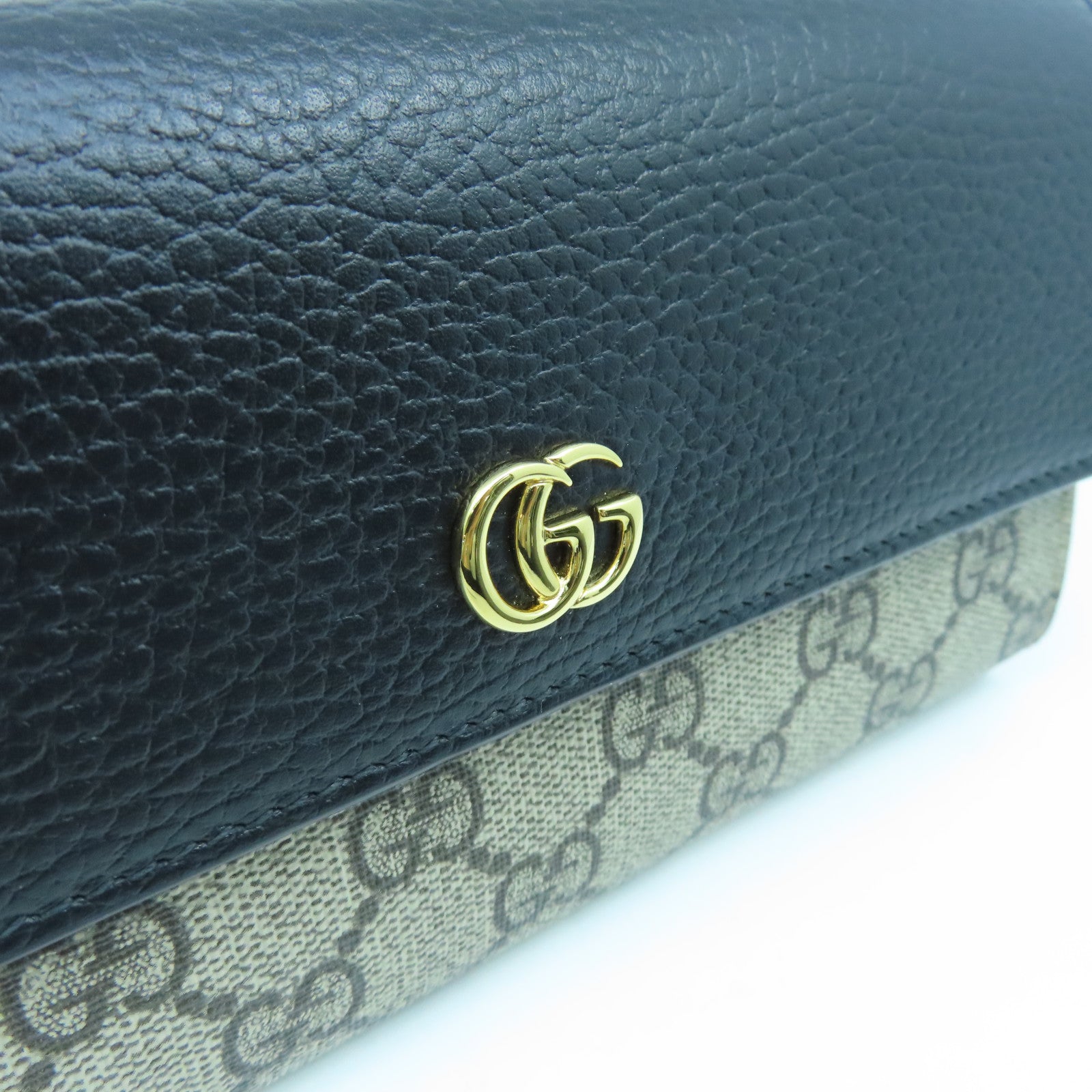 GUCCI 塗層帆布WOC Chain Shoulder Bag金扣鏈帶肩背袋啡色