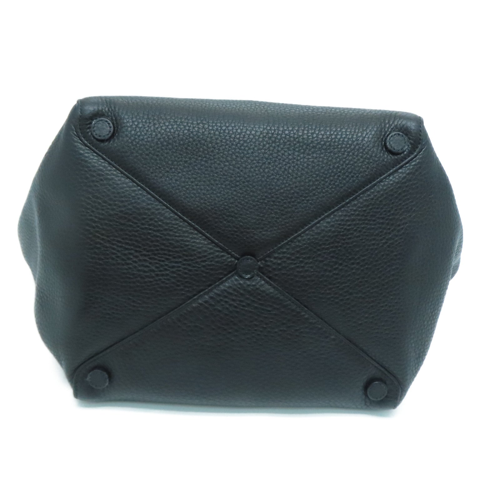 PRADA 牛皮皮革Tote Bag金扣手挽袋/肩背袋黑色
