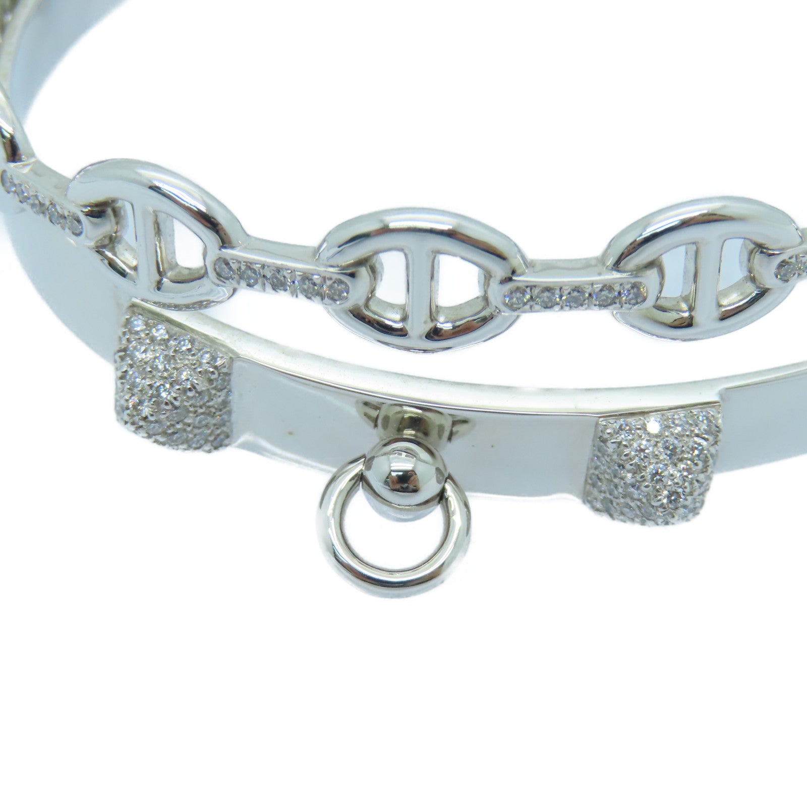 HERMES 【激減優惠】18K白金0.79ct鑽石Double Tour Collier De Chien Bracelet手鐲