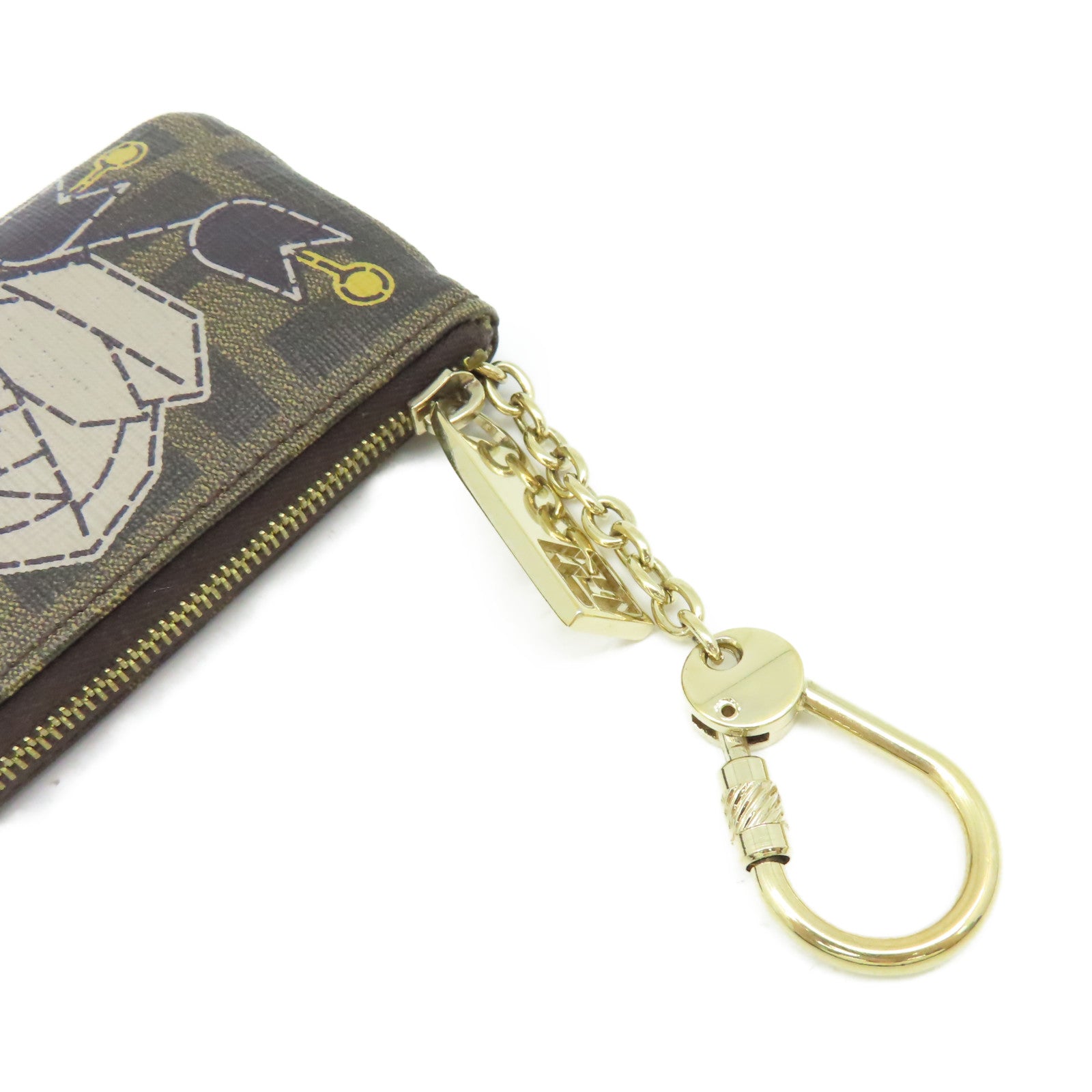 FENDI 塗層帆布Coin Case/Key Case金扣卡片套/鎖匙套啡色