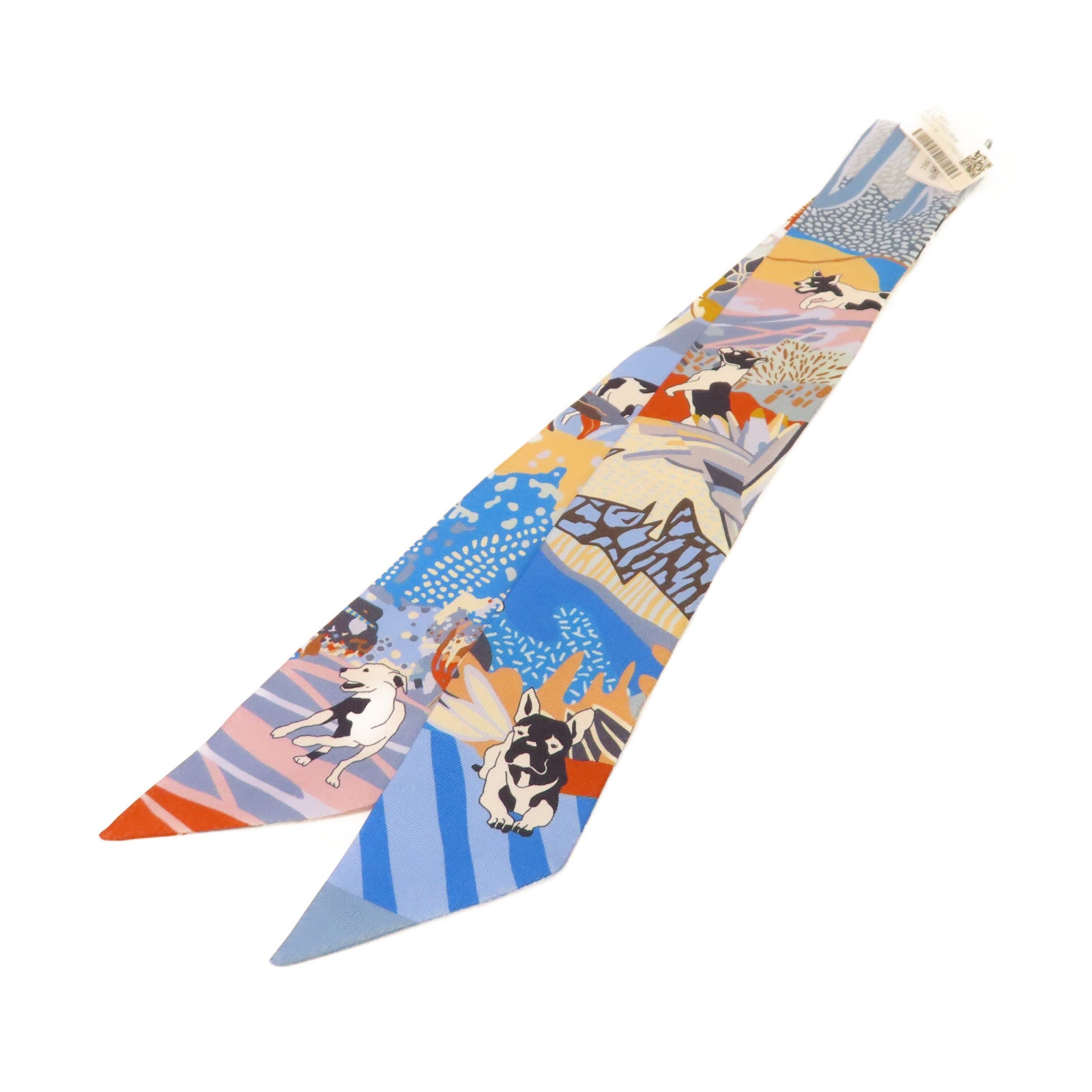 HERMES 絲質Twilly絲巾藍色/彩色