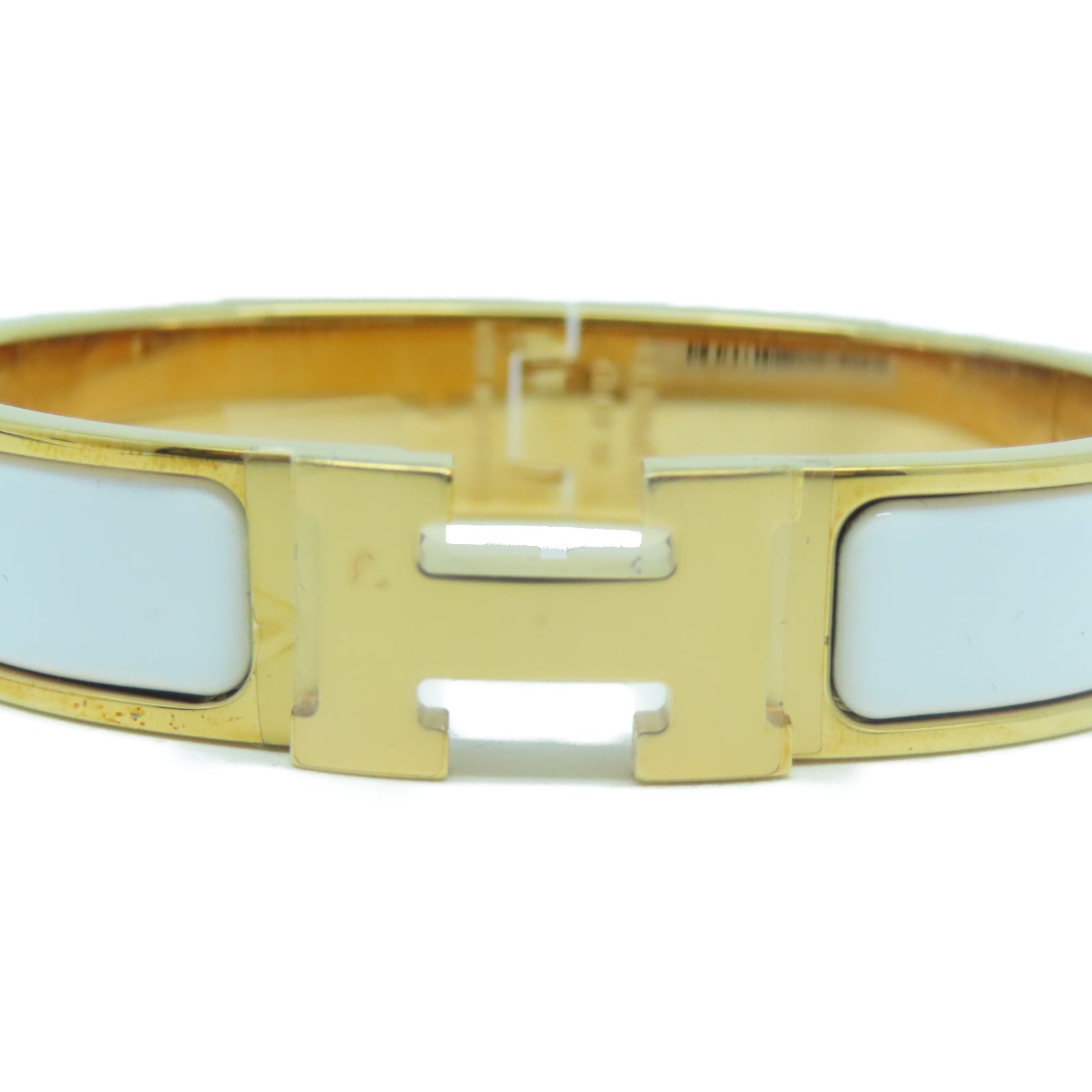 HERMES 琺瑯/金屬Clic-Clac H Bracelet金扣手鐲New White白色