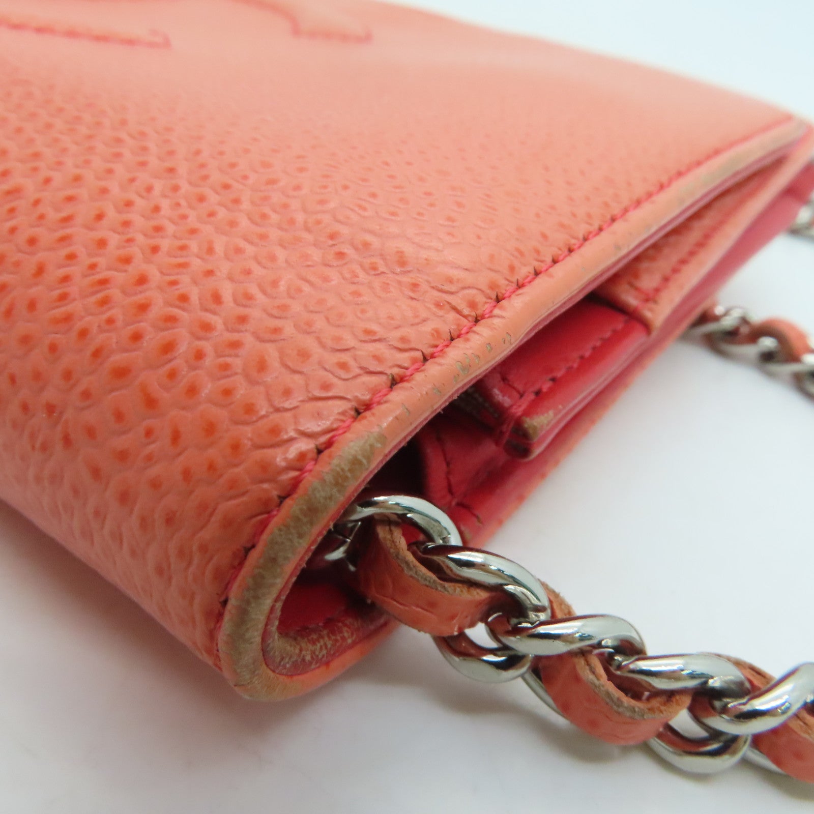 CHANEL [Sharp Discount] Caviar Leather Chain Shoulder Silver Buckle Shoulder Bag Pink