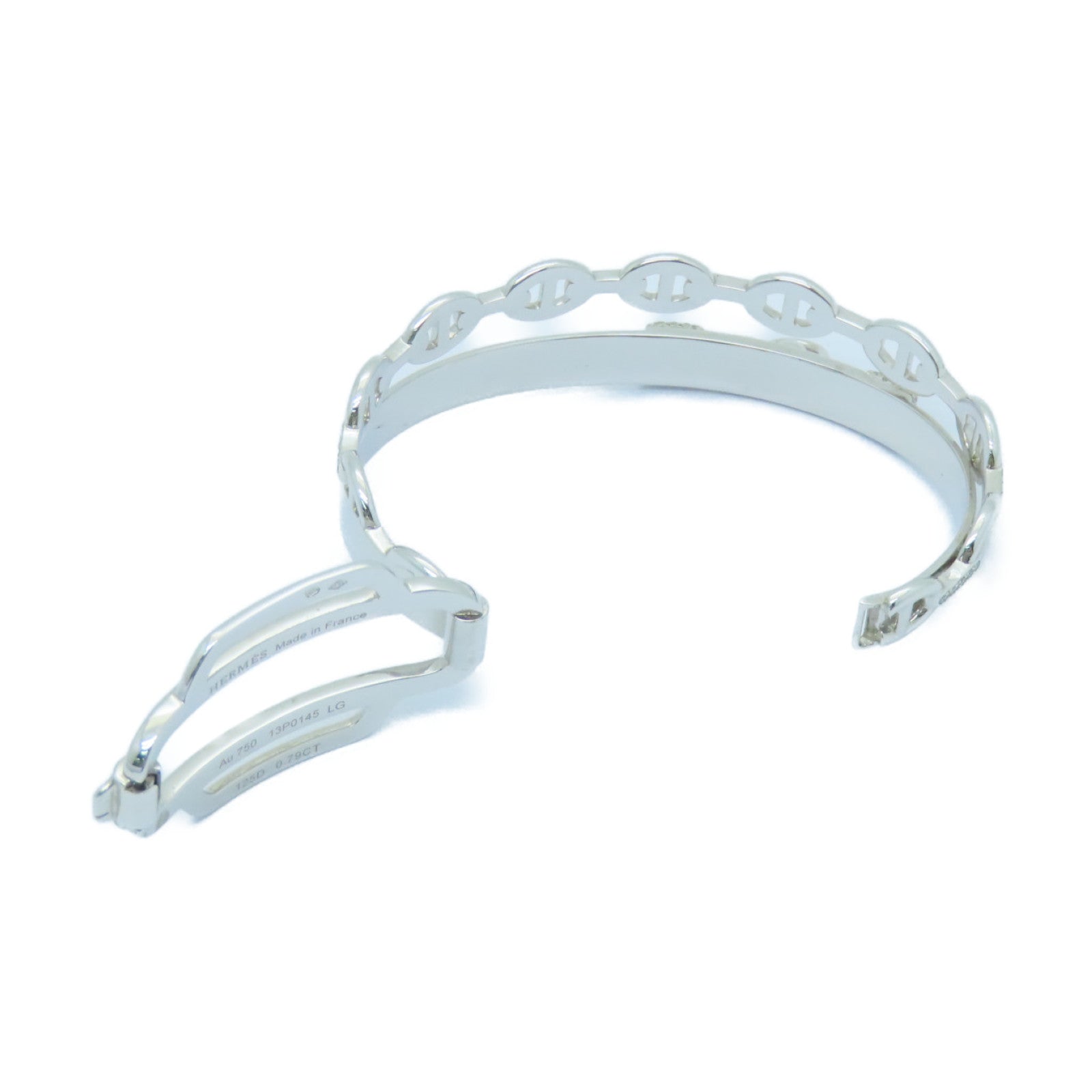 HERMES 【激減優惠】18K白金0.79ct鑽石Double Tour Collier De Chien Bracelet手鐲