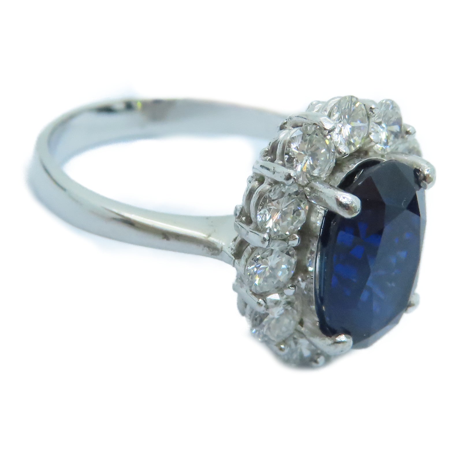 JEWELRY [Sharp Discount] 18K White Gold Sapphire Ring 3.77ct Sapphire/1.20ct Diamond Ring US#6.5