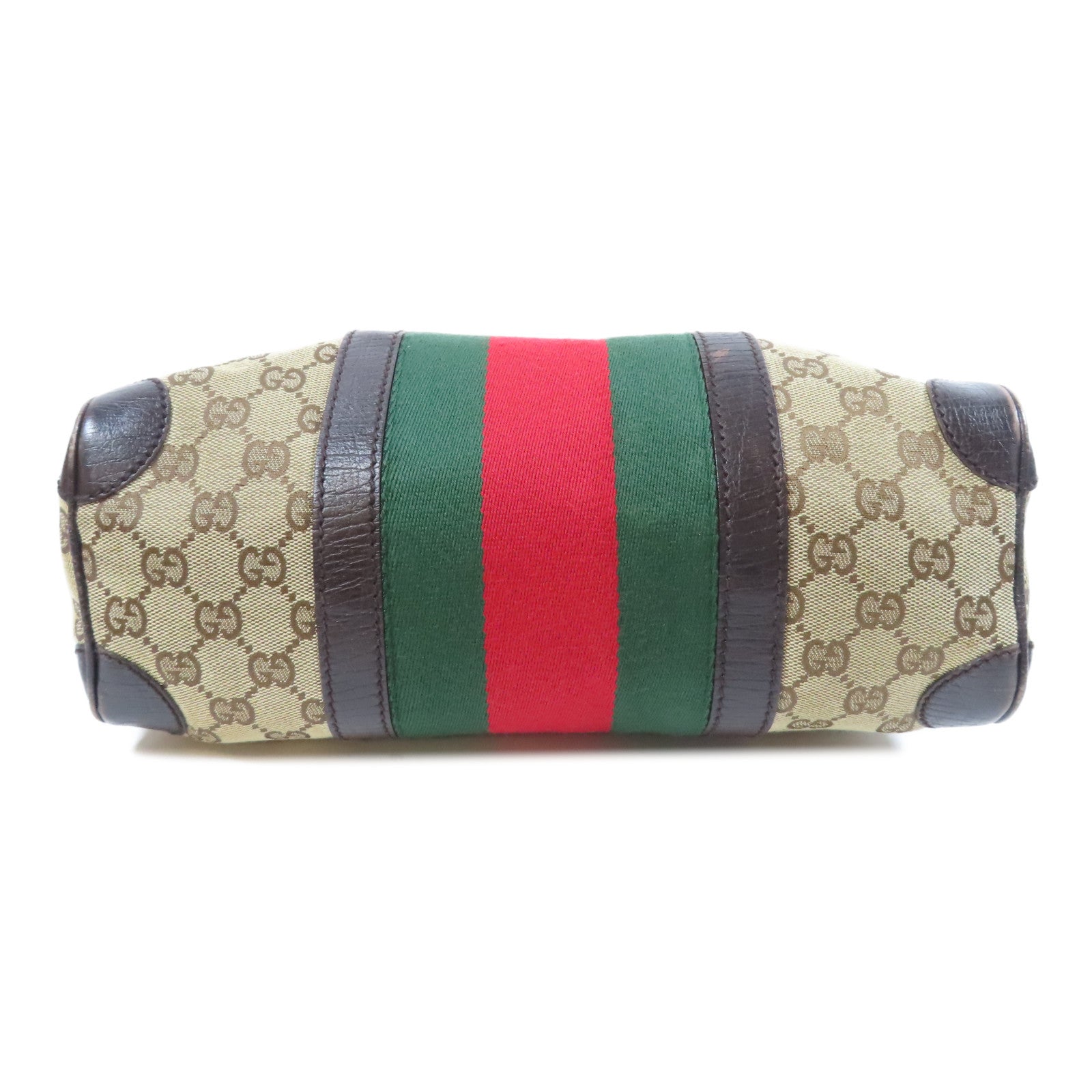 GUCCI 帆布Boston Bag銀扣肩背袋啡色