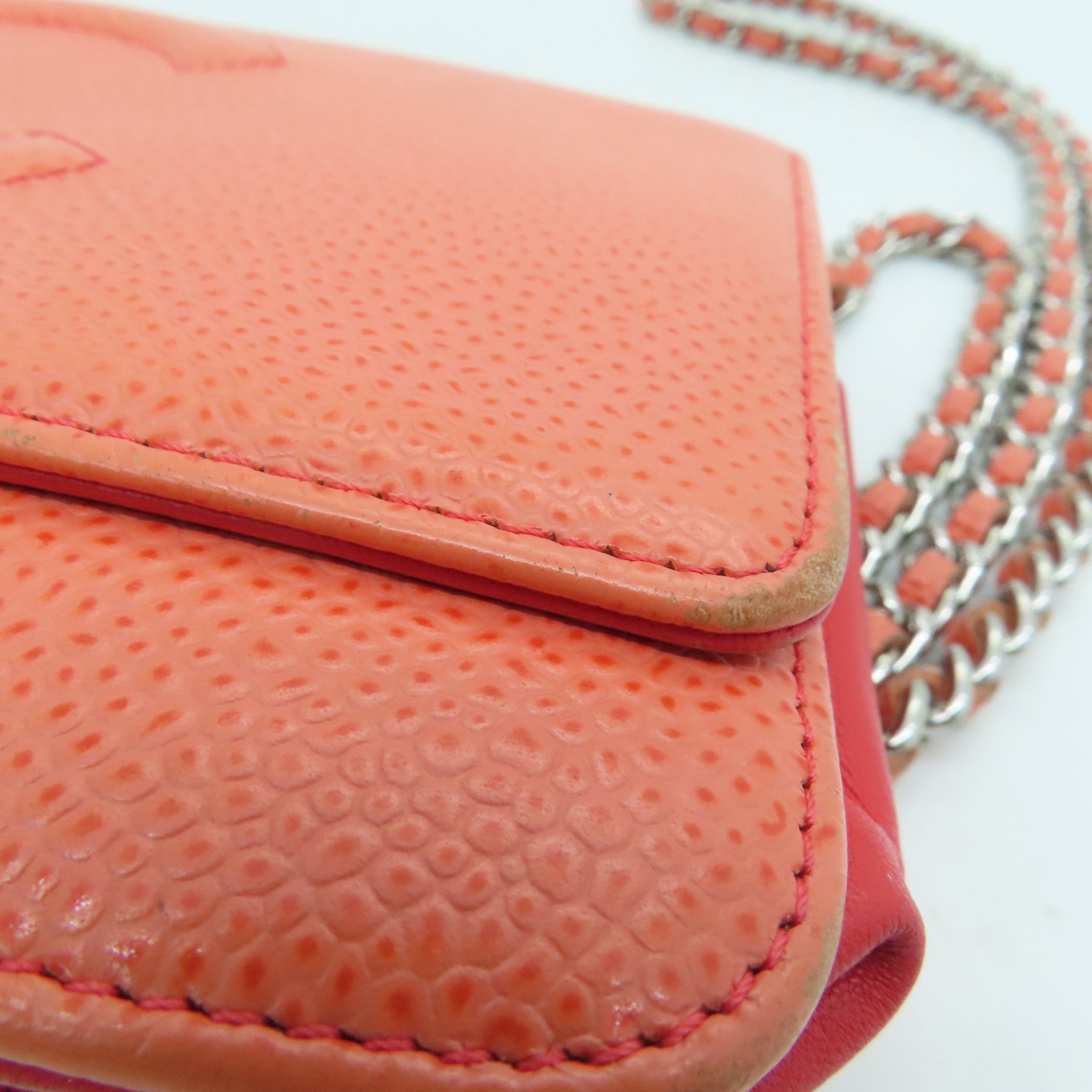 CHANEL [Sharp Discount] Caviar Leather Chain Shoulder Silver Buckle Shoulder Bag Pink