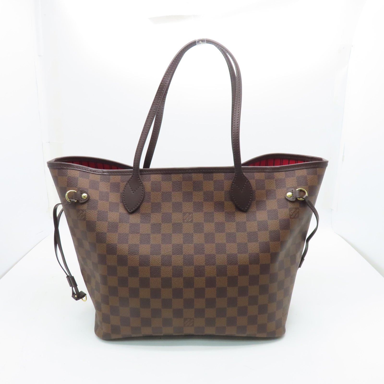 LOUIS VUITTON Damier Neverfull MM Gold Buckle Shoulder Bag Brown