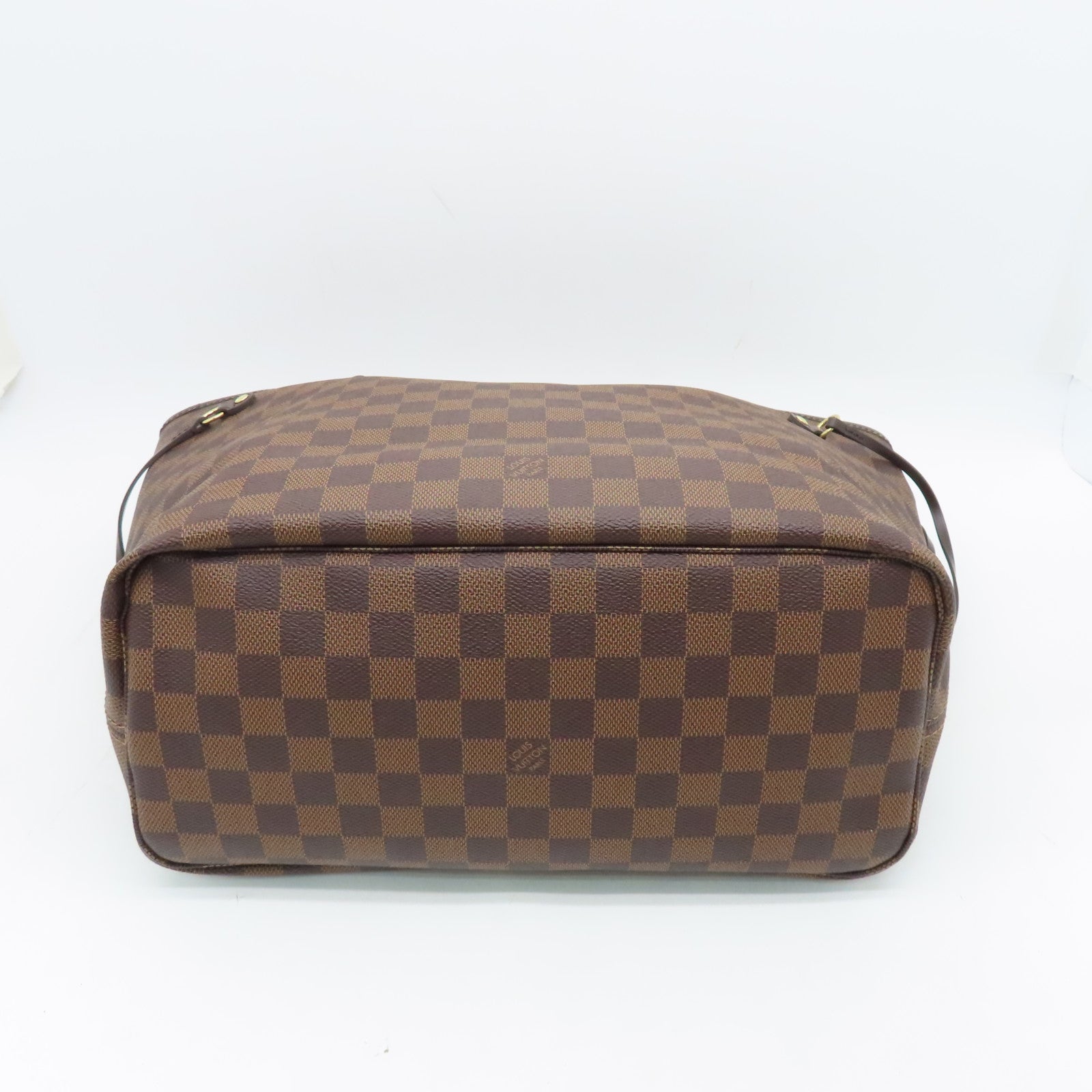 LOUIS VUITTON Damier Neverfull MM Gold Buckle Shoulder Bag Brown