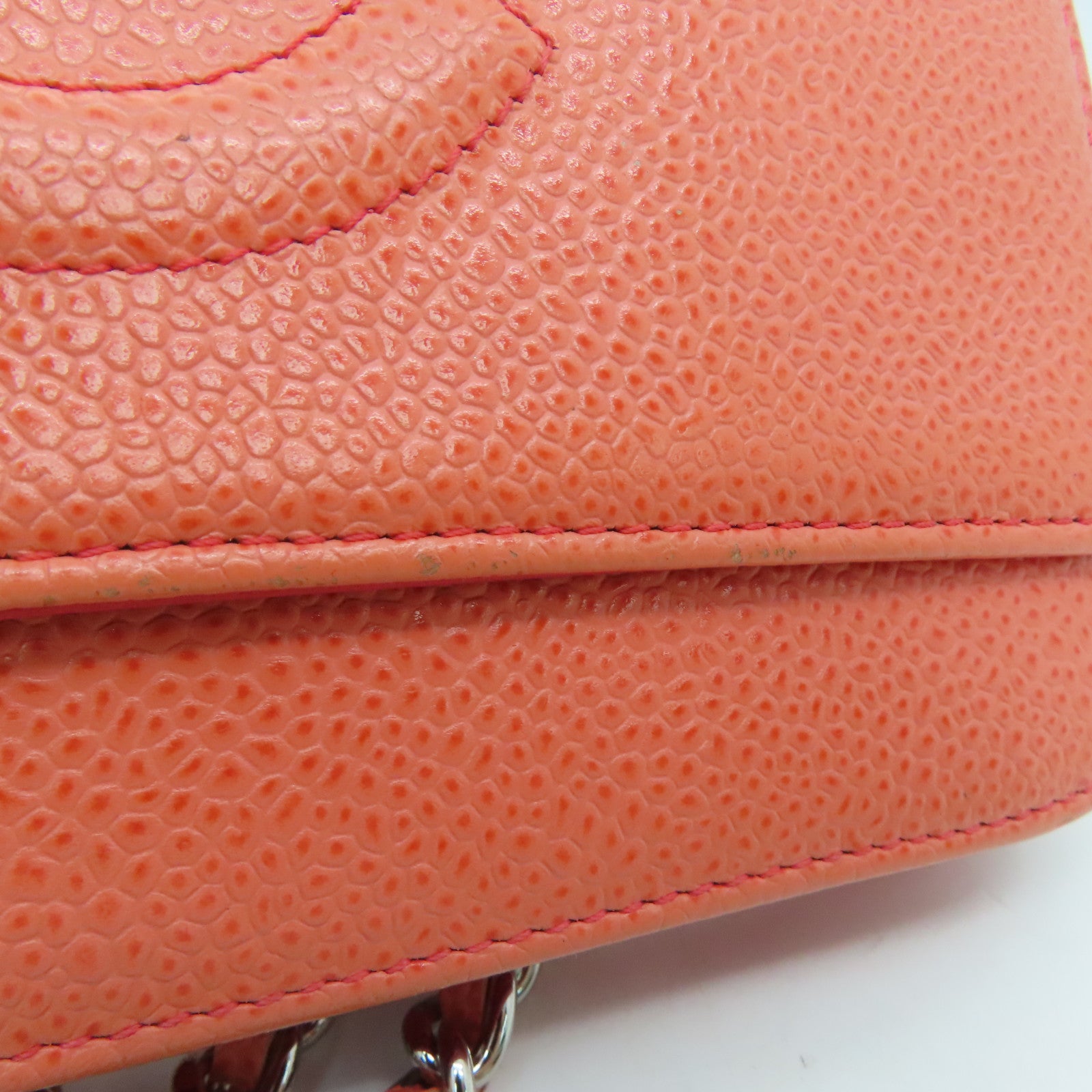 CHANEL [Sharp Discount] Caviar Leather Chain Shoulder Silver Buckle Shoulder Bag Pink