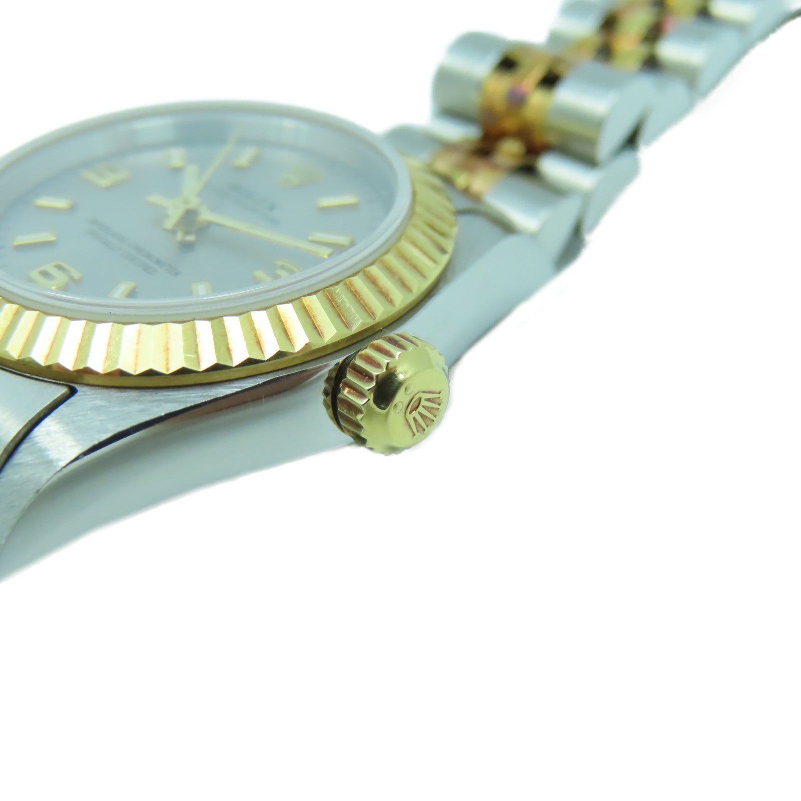 ROLEX 18K黃金/不鏽鋼Oyster Perpetual 24mm手錶銀色#14cm