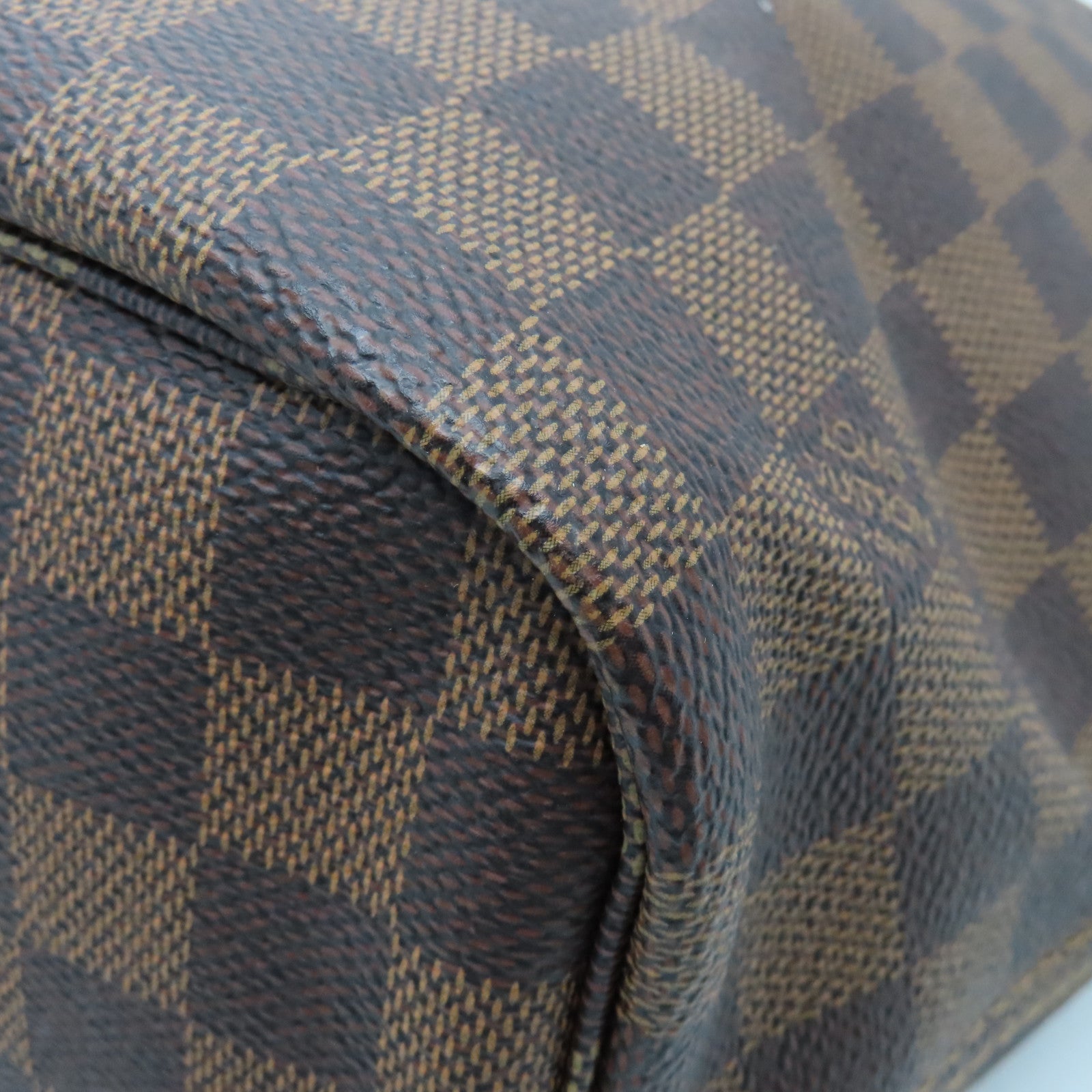 LOUIS VUITTON Damier Neverfull MM Gold Buckle Shoulder Bag Brown