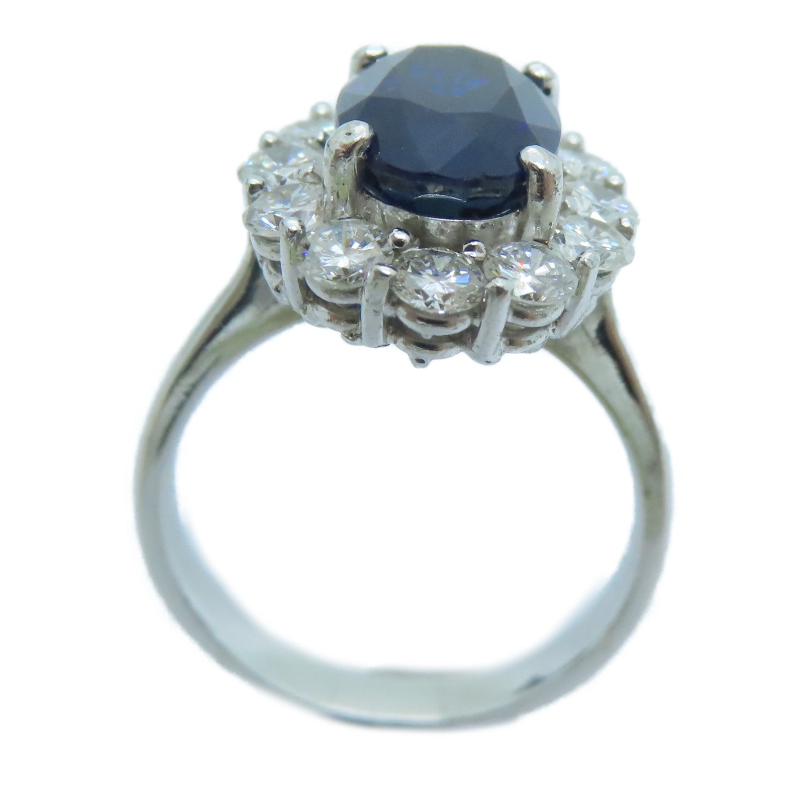JEWELRY [Sharp Discount] 18K White Gold Sapphire Ring 3.77ct Sapphire/1.20ct Diamond Ring US#6.5