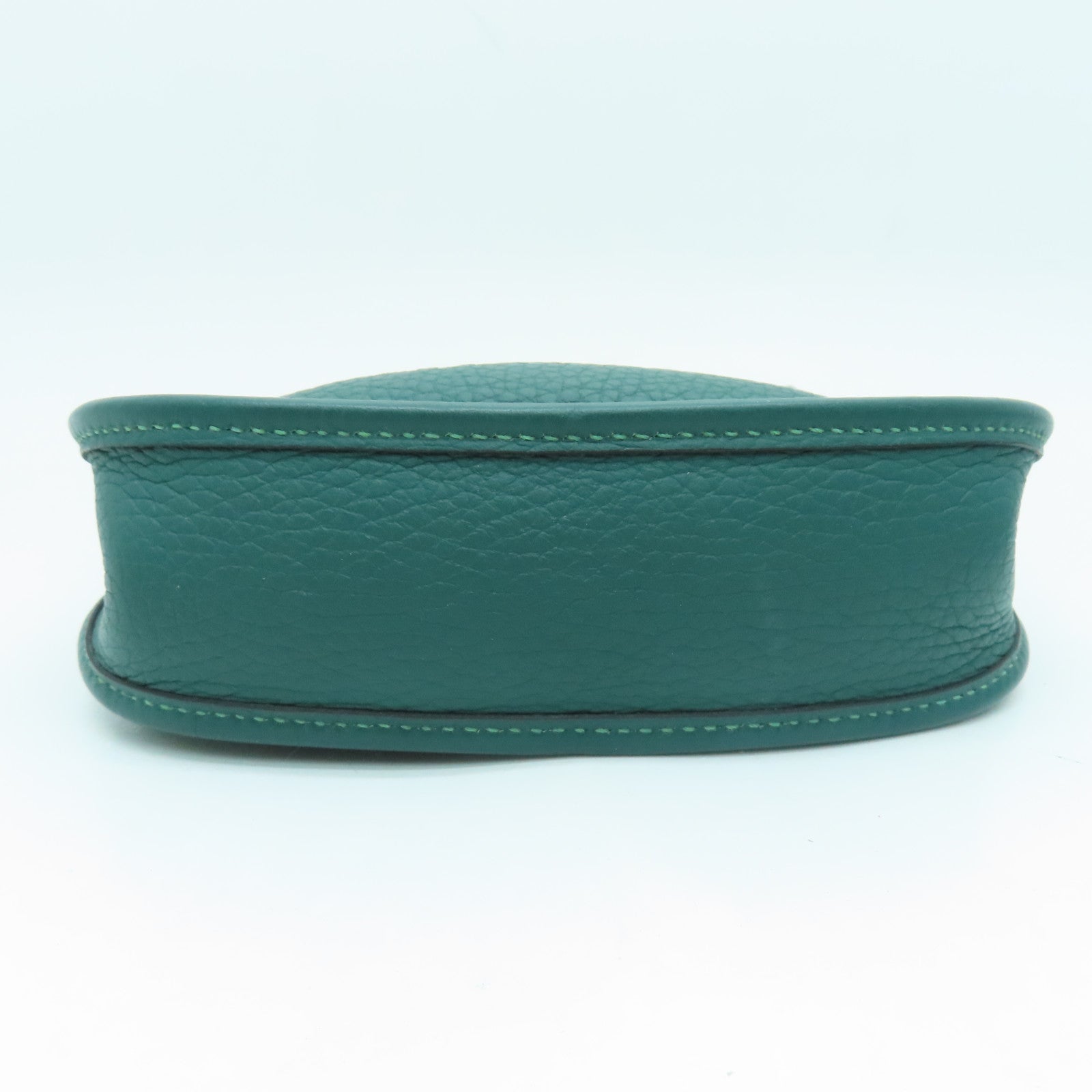 HERMES Clemence皮革Evelyne TPM銀扣肩背袋飽和綠色