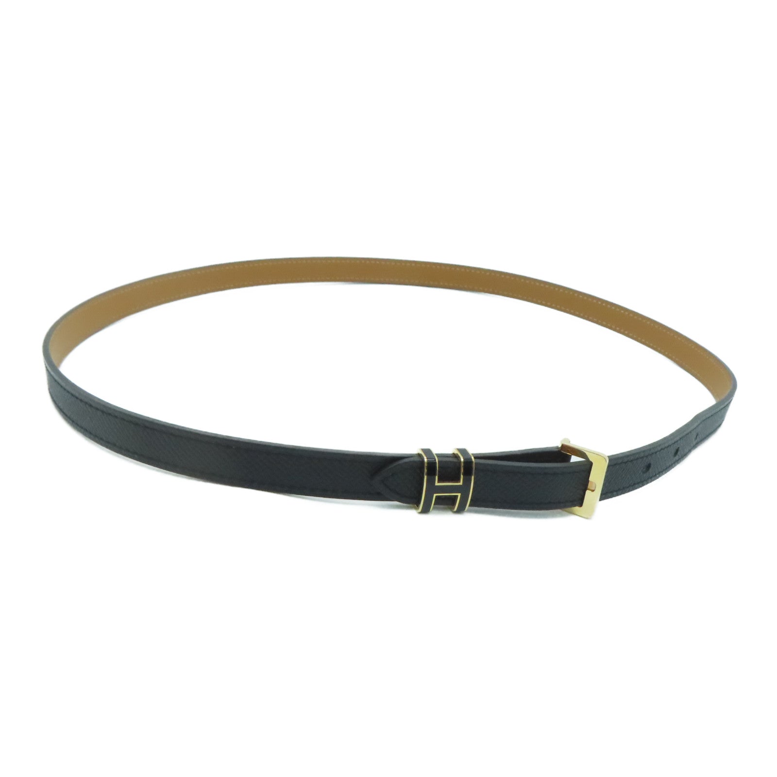 HERMES Epsom皮革Pop H 15 Belt金扣皮带黑色/Noir