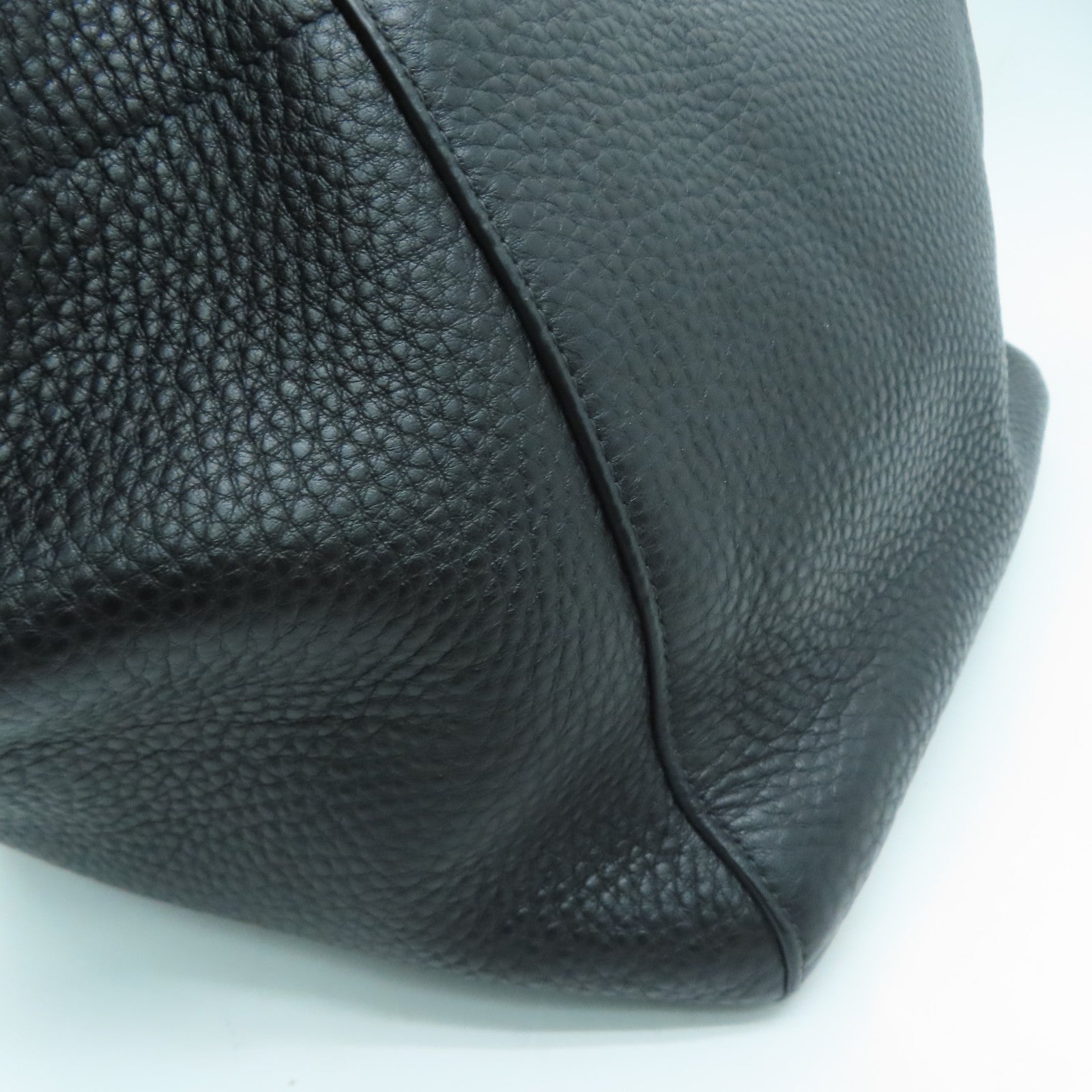 PRADA 牛皮皮革Tote Bag金扣手挽袋/肩背袋黑色