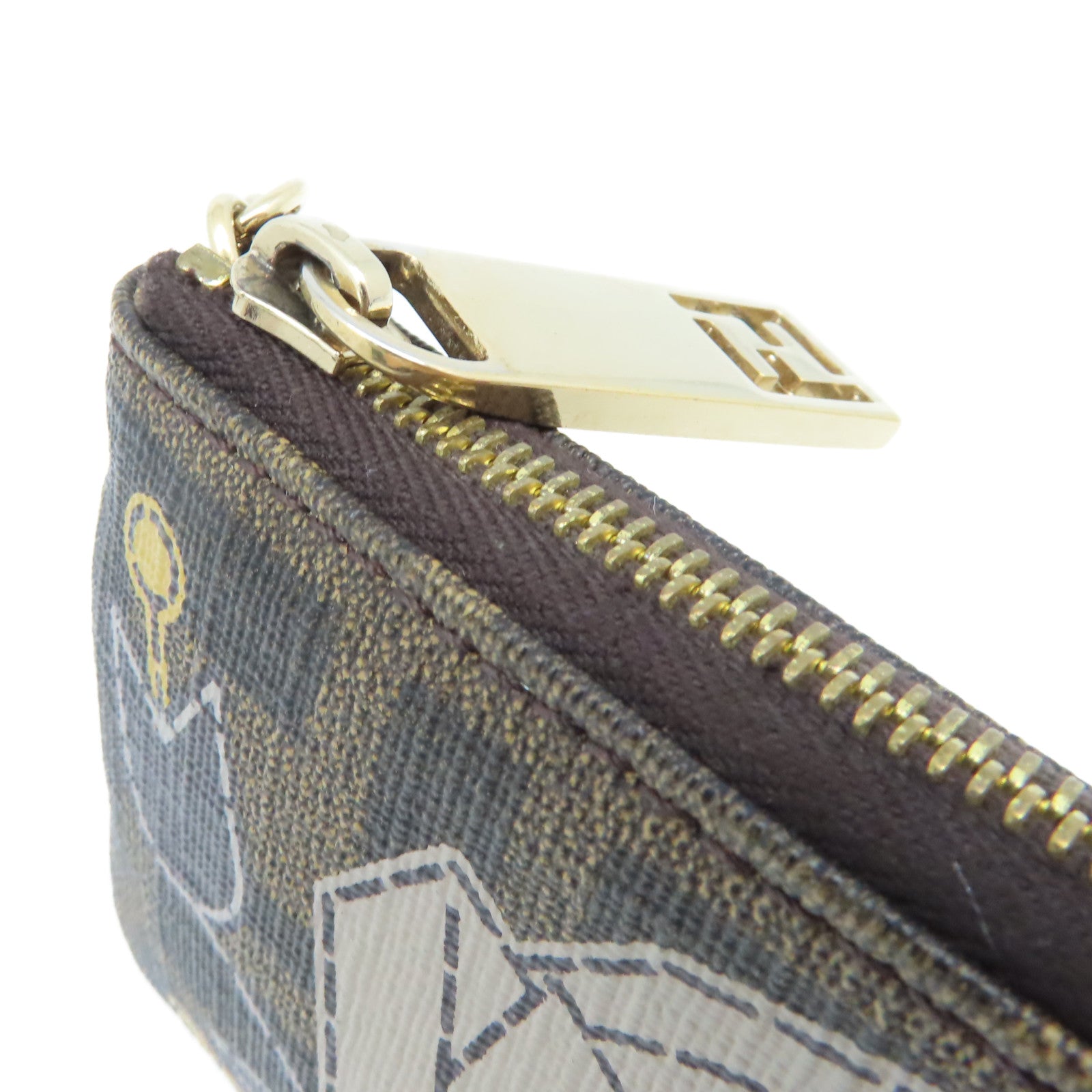 FENDI 塗層帆布Coin Case/Key Case金扣卡片套/鎖匙套啡色