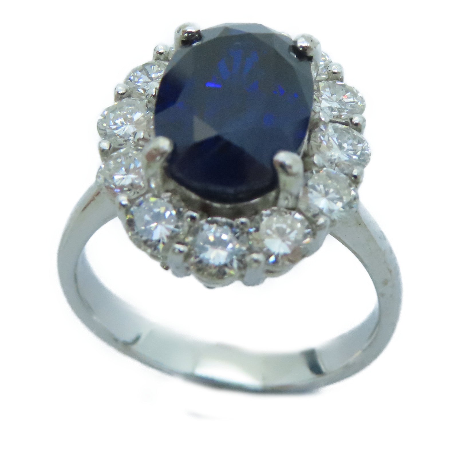JEWELRY [Sharp Discount] 18K White Gold Sapphire Ring 3.77ct Sapphire/1.20ct Diamond Ring US#6.5